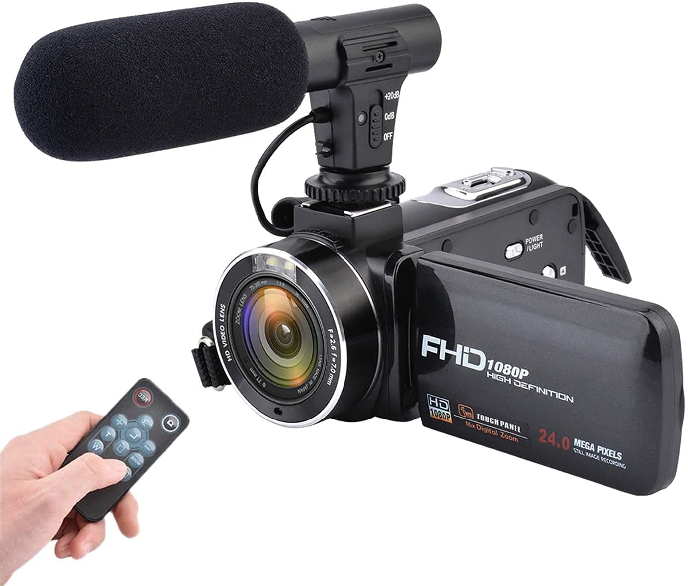 Video Camera Camcorder 3.0 Inch IPS Touch screen FHD 1080P Vlogging Camera with Flash, 24MP Digital Camcorder with External Microphone Speaker 16X Digital Zoom Camera