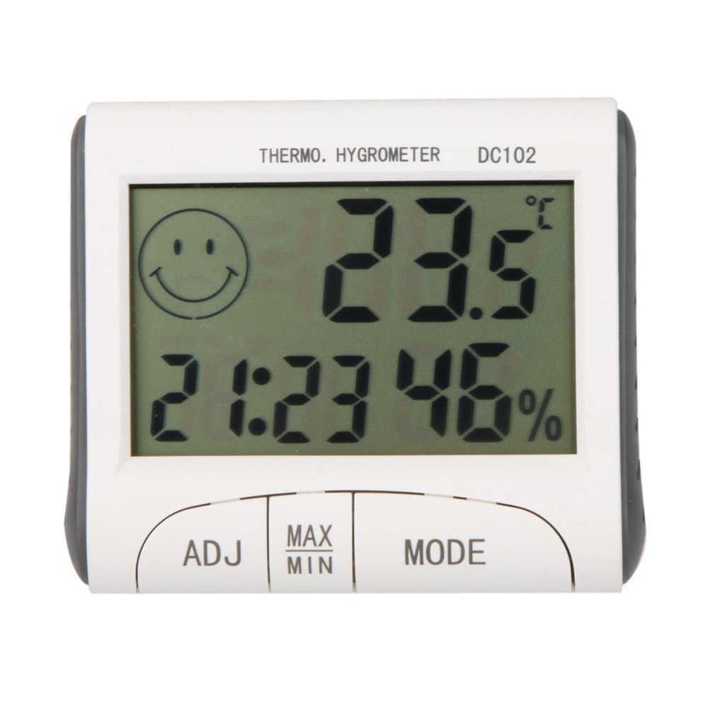 LCD Room Thermometer Mini LCD Digital Indoor Thermometer Hygrometer Temperature Humidity Meter Clock Desk Weather Station with Magnetic Stand