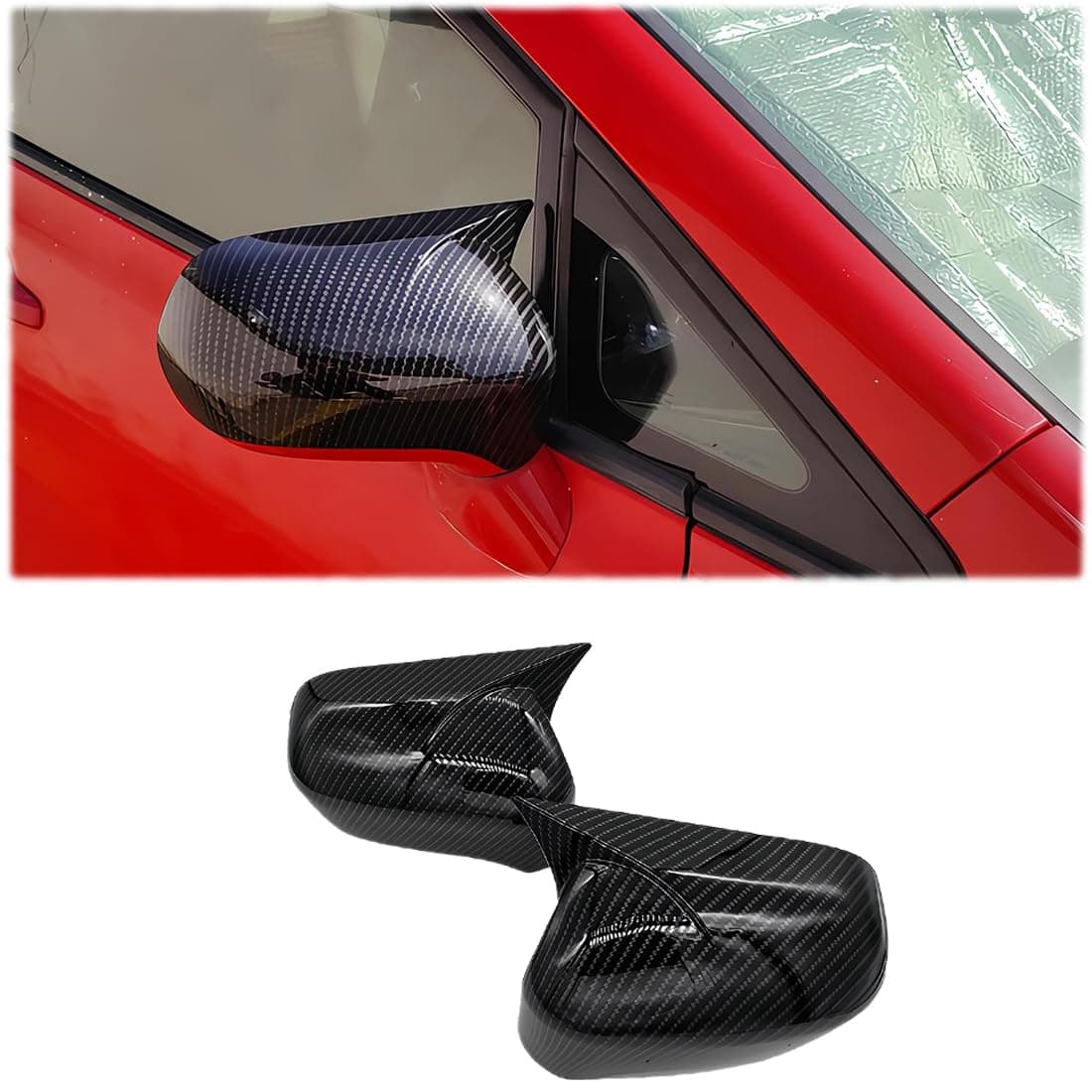 2Pcs New Rear View Mirror Outside Housing Wing Mirror Cover Cap for Honda Civic 2006-2011 - ABS Carbon Fiber Sport Interior Accessories (Mirror Cover Without Turn Signal)