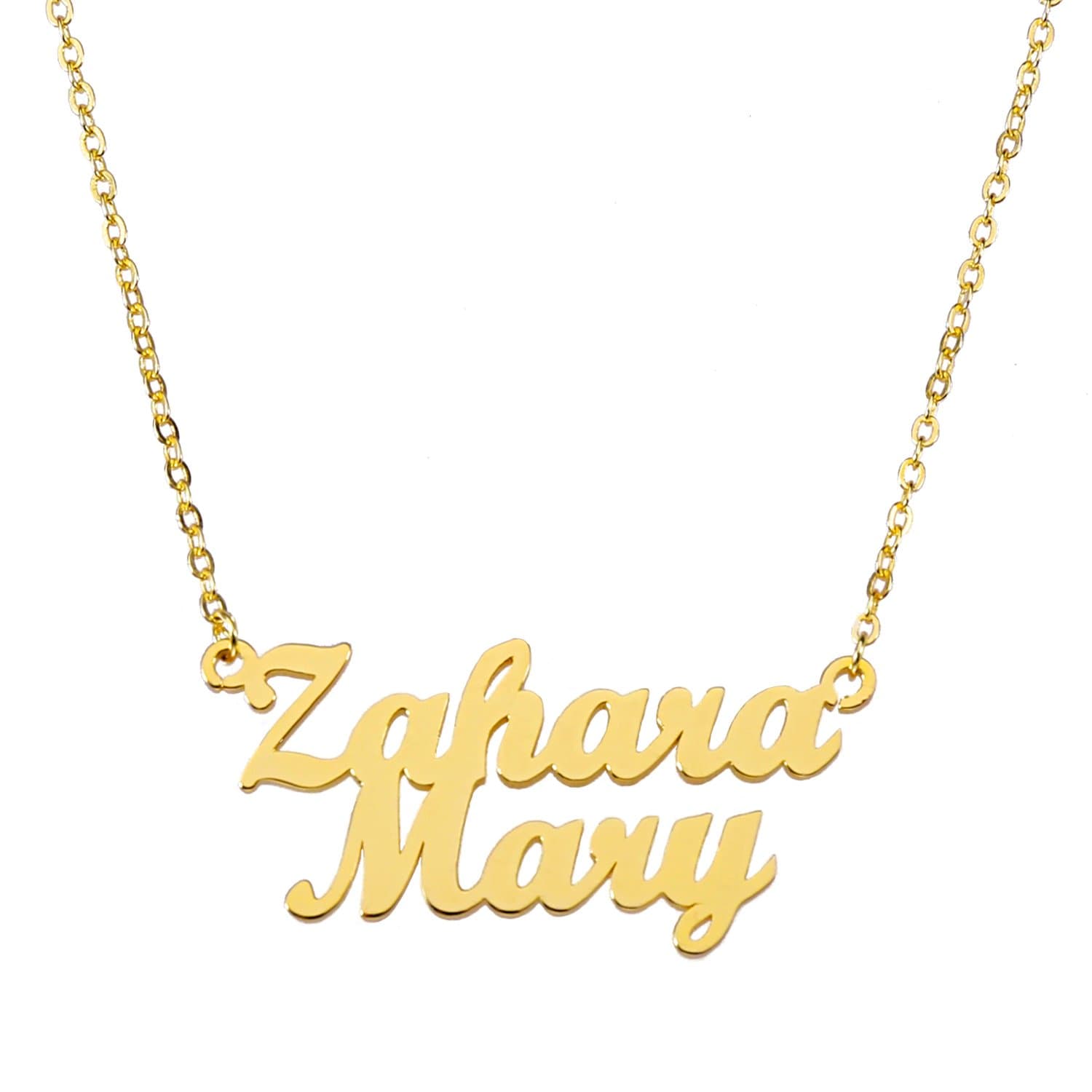 Personalized Custom Double Name Necklace 925 Sterling Silver Gold Plated(Dazzmoon)