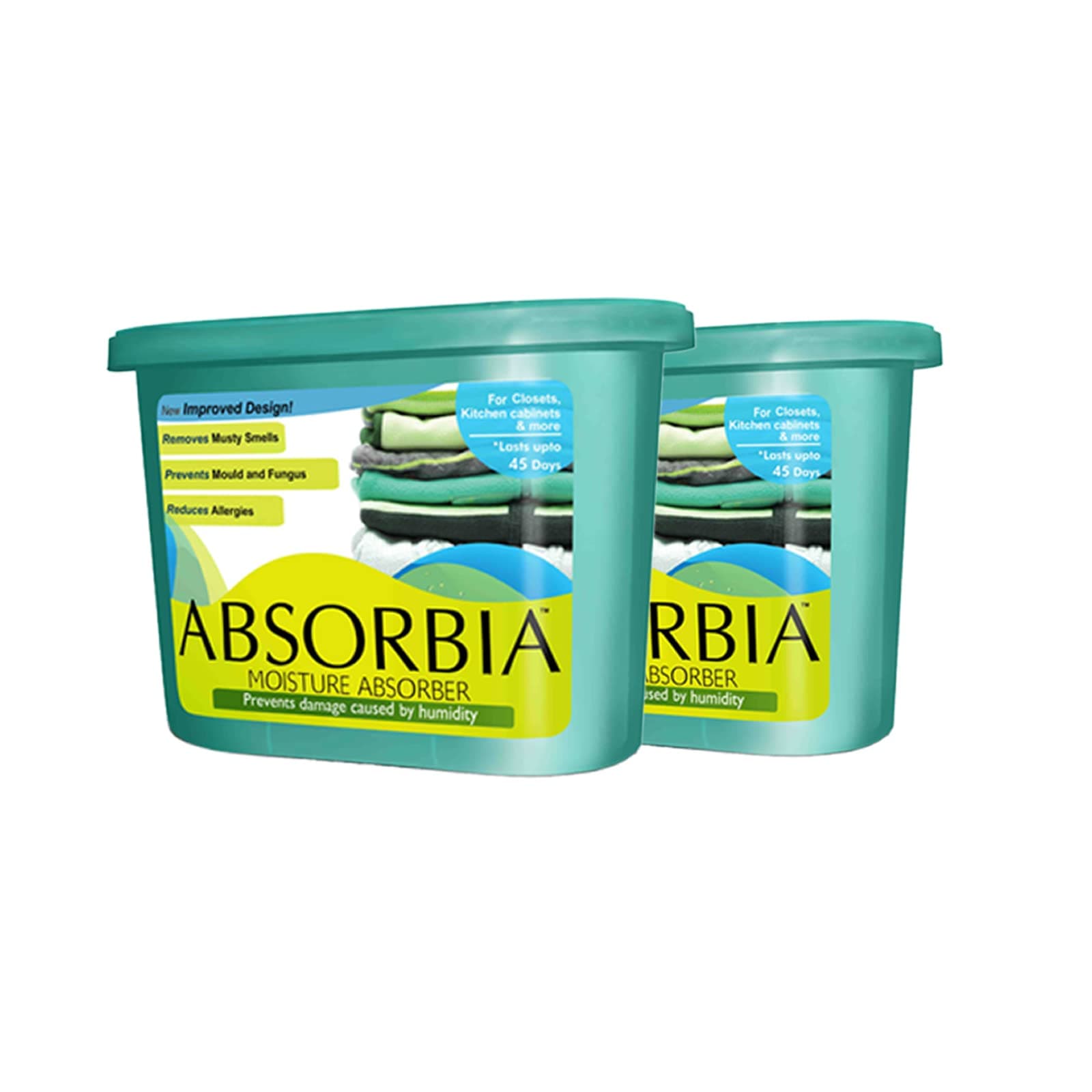 - Moisture Absorber | Absorbia Classic - Value Pack of 2 (600ml Each) | Dehumidier for Wardrobe, Cupboards & Closets | Fights Against Moisture, Mould, Fungus & Musty smells