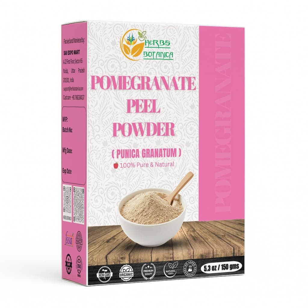 Herbs Botanica Pomegranate Peel Powder 5.3 oz / 150 GMS, Natural Punica Granatum | Promote Youthful Skin | Gluten Free & Non GMO | Skin Care