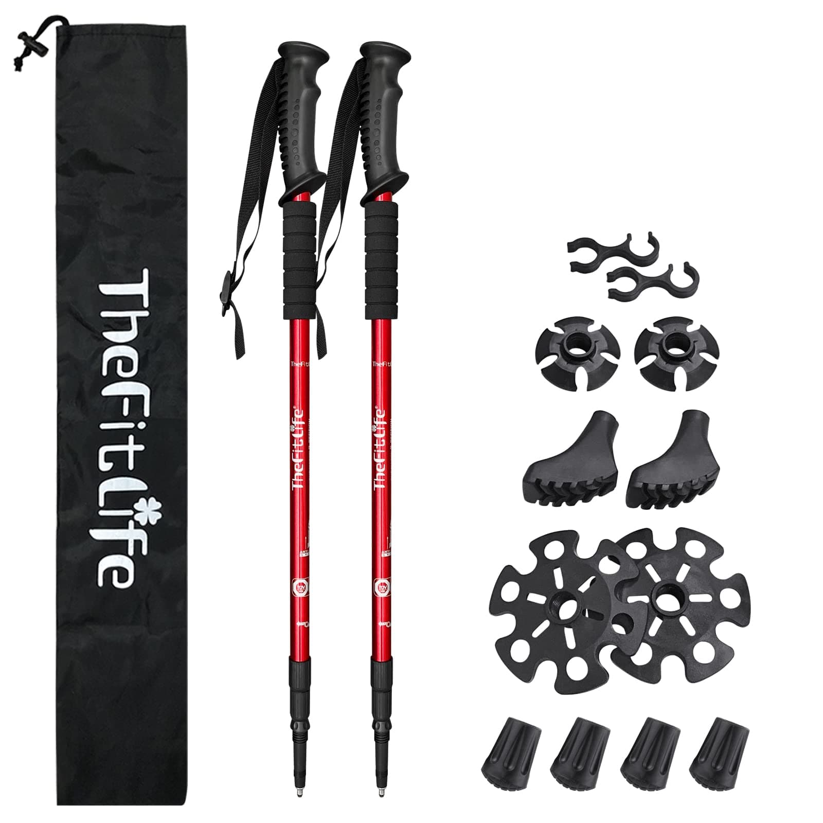 TheFitLife Hiking Walking Trekking Poles - 2 Pack With Antishock And Quick Lock System, Telescopic, Collapsible, Ultralight For Hiking, Camping, Mountaining, Backpacking, Walking, Trekking