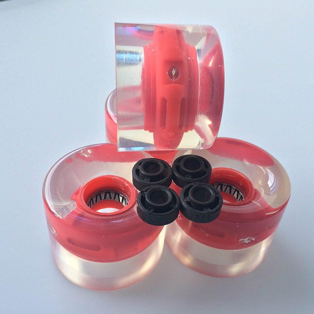 Clear Red 1Set (4 Pcs) Blank Pro 60 X 45Mm Cuiser Led Light Up Wheels Fits Style Skateboard Skate Fish Board Backpack Longboard