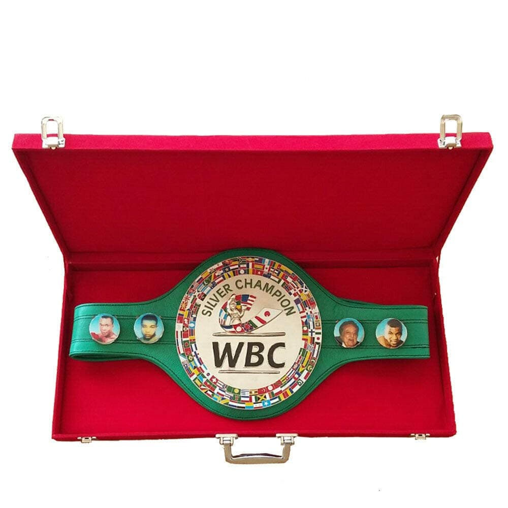 House of Highland 77 WBC Boxing Silver Champion Belt 3D Genuine Leather Adult with case/box