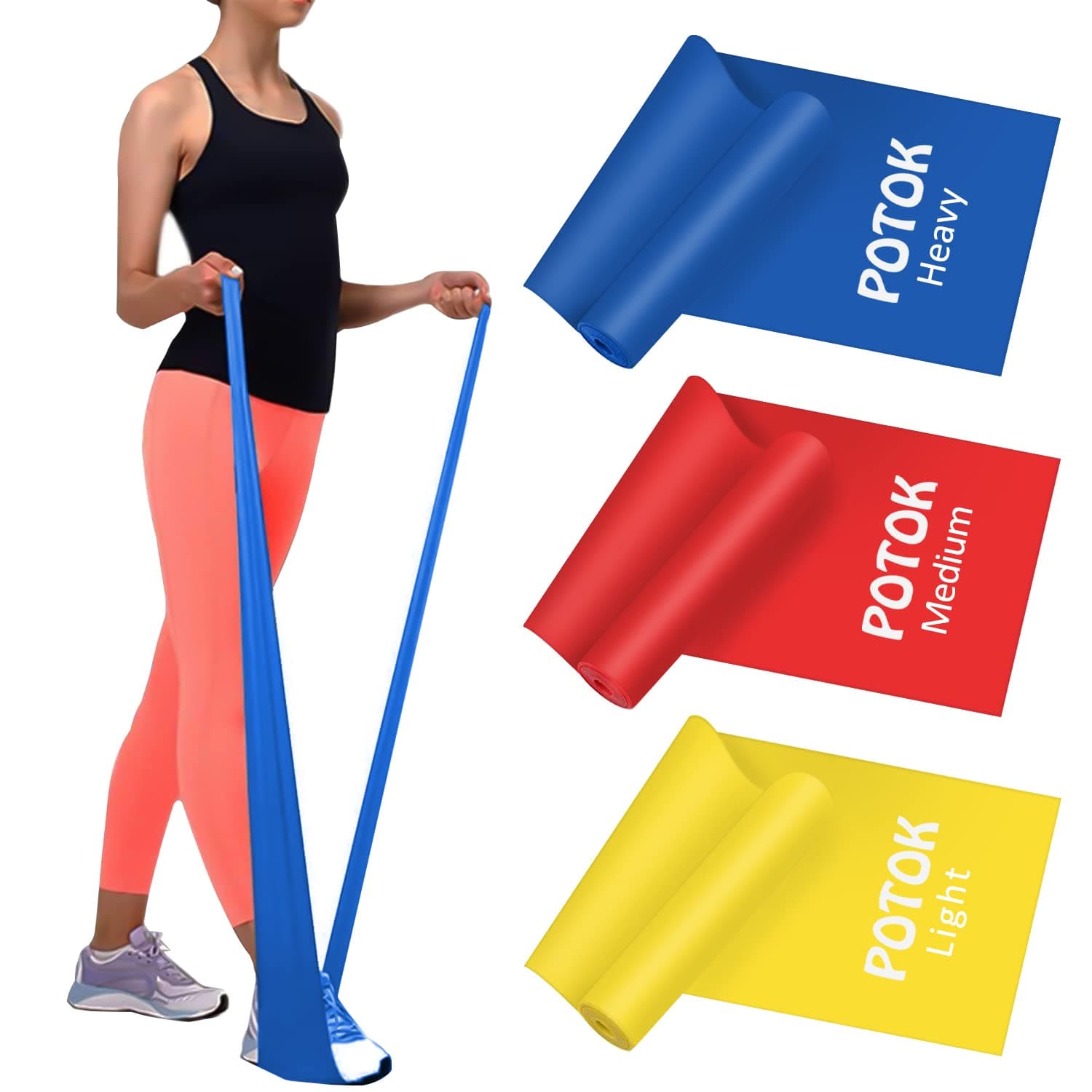 Resistance Exercise Band Kit - Strength Training & Conditioning - Pilates - Resistance Bands for Mobility Strength & Rehab Premium Quality, 3Pack