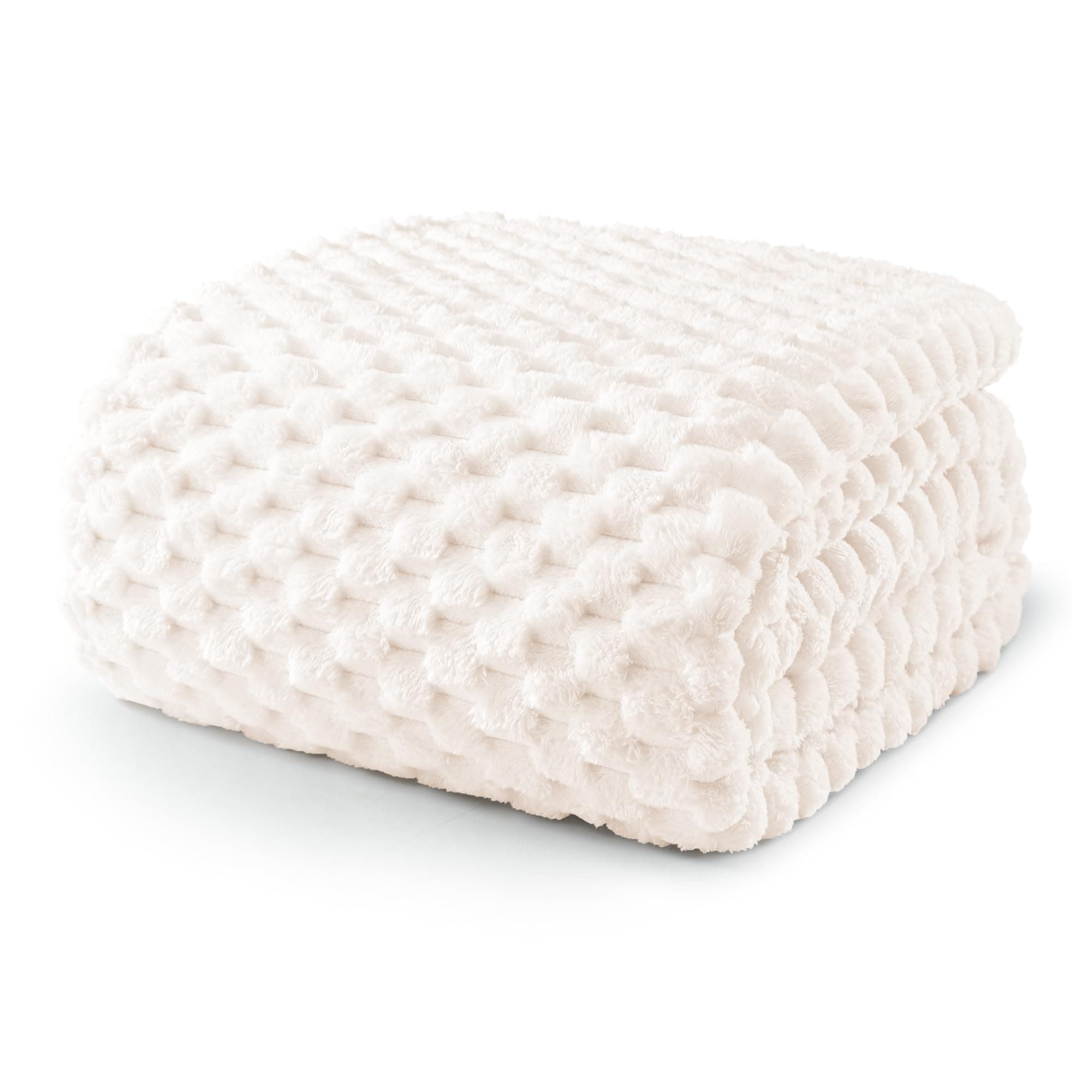 Fleece King Blanket for Bed, Extra Large Fuzzy Ivory Bed Blankets, Soft Cozy Plush Sofa Throws for All Seasons, 90x104 Inches