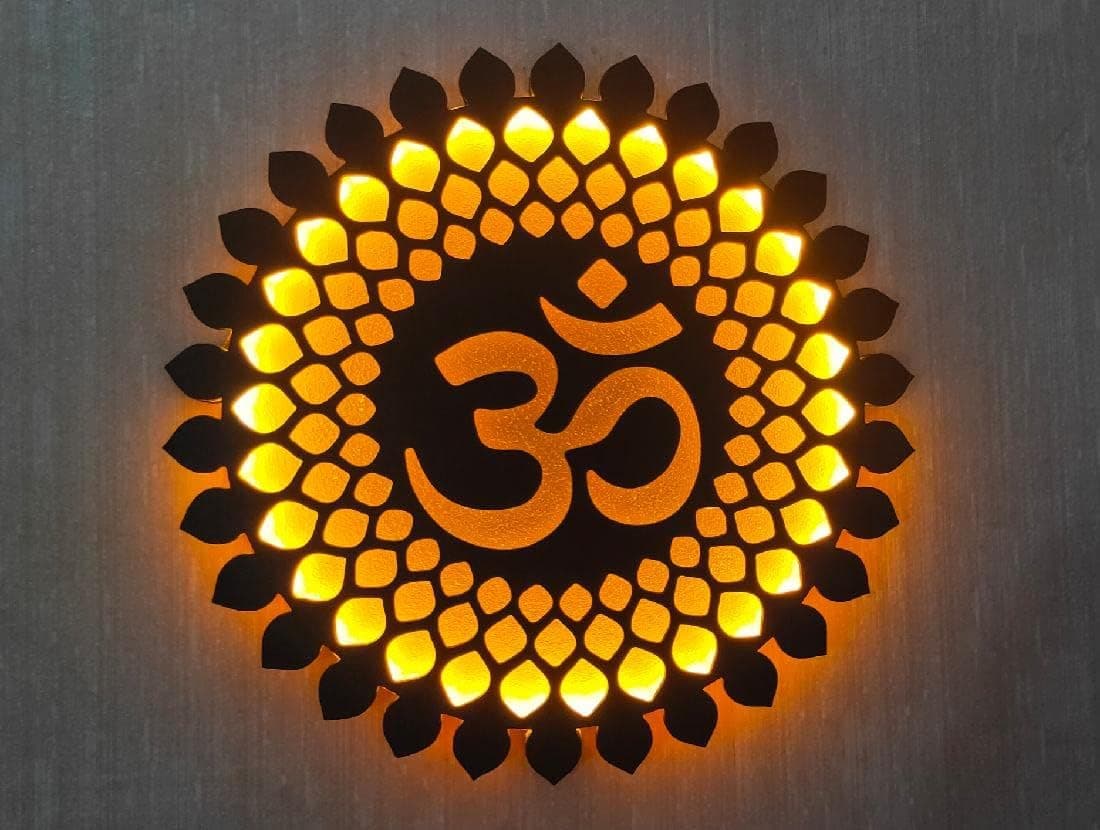 Biswas Brother OM Mandala Wall Font lid LED Light Wall Decor A well-designed 12X12 inch.