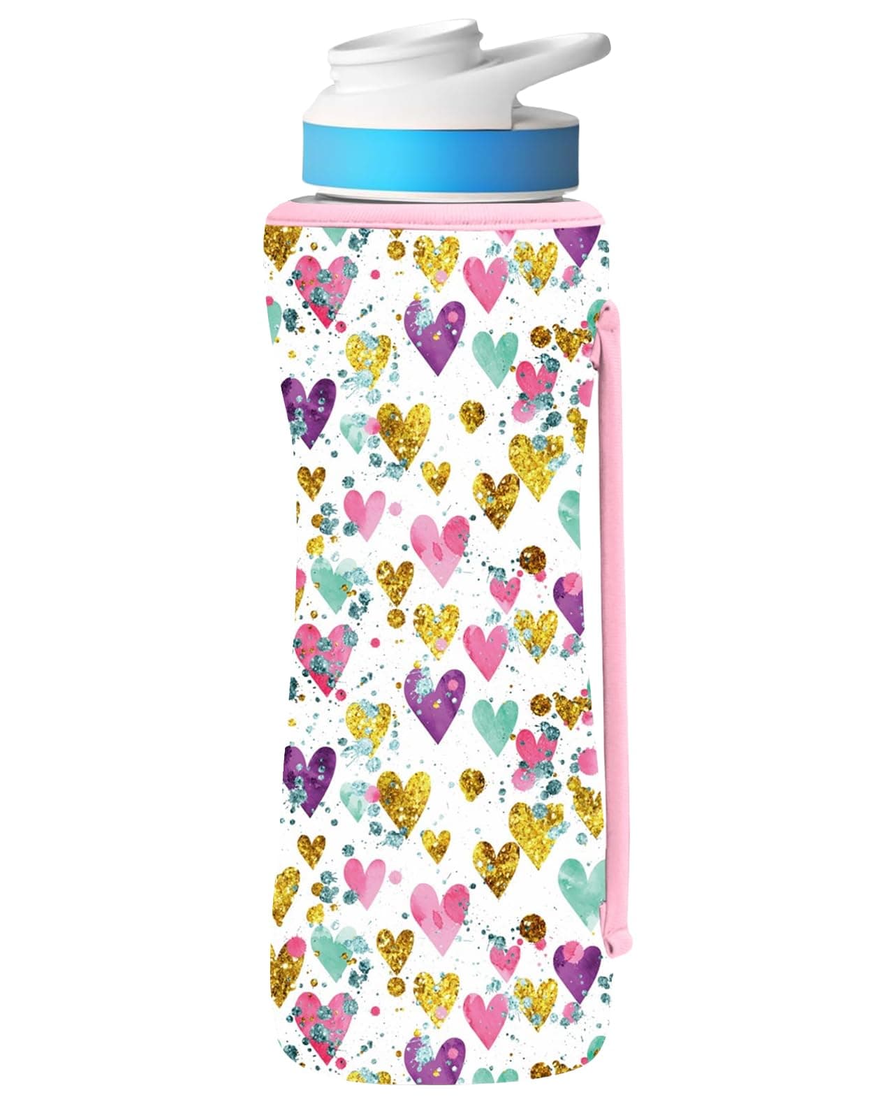 22oz Cute Printed Sleeve Compatible With Cirkul Water Bottle For Plastic And Stainless Steel Bottles 22oz Neoprene Sweat-Wicking Material Insulated Cover Designed With Handles (love)