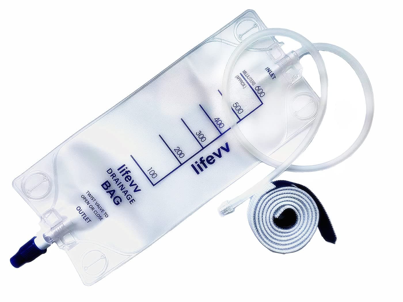Lifevv 600 ML Urine Drainage Bag, Drainage w/Clear Bag, Nephrostomy Bag,with 24" Silicone Tube,Twist Drain Valve (3 Pack)