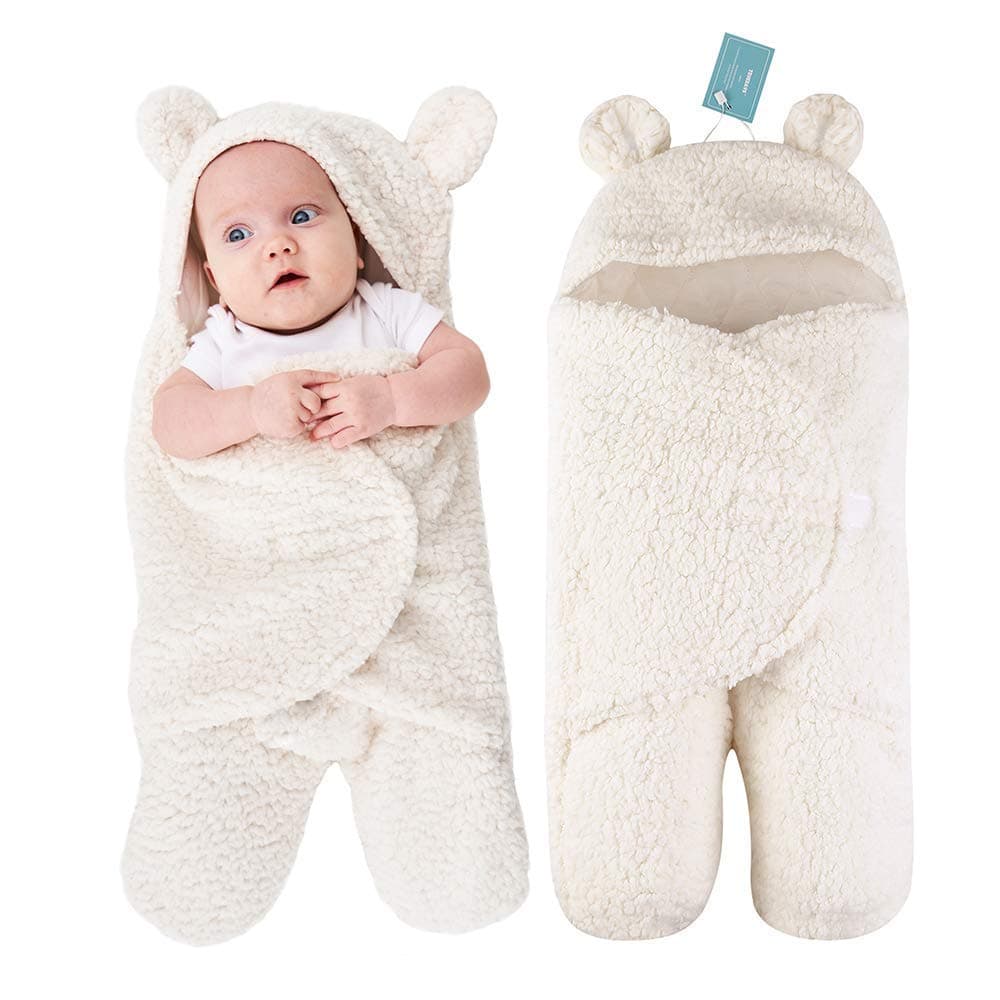 TRUEDAYS Newborn Sleeping Wrap Swaddle Baby Cotton Plush Boys Girls Cute Receiving Blanket Sleeping Bag Sleep Sack (0-12 Month)