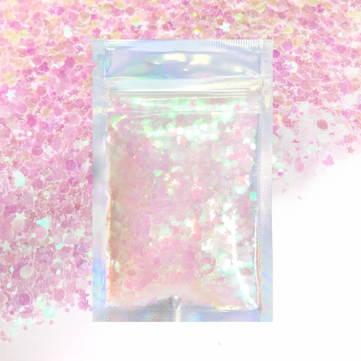 Iridescent - Electric Bliss Beauty - Chunky Biodegradable Glitter for Festivals, Crafts, Cosmetics - Eco Friendly Body Glitter for Hair, Nails, Face & More (Iridescent)