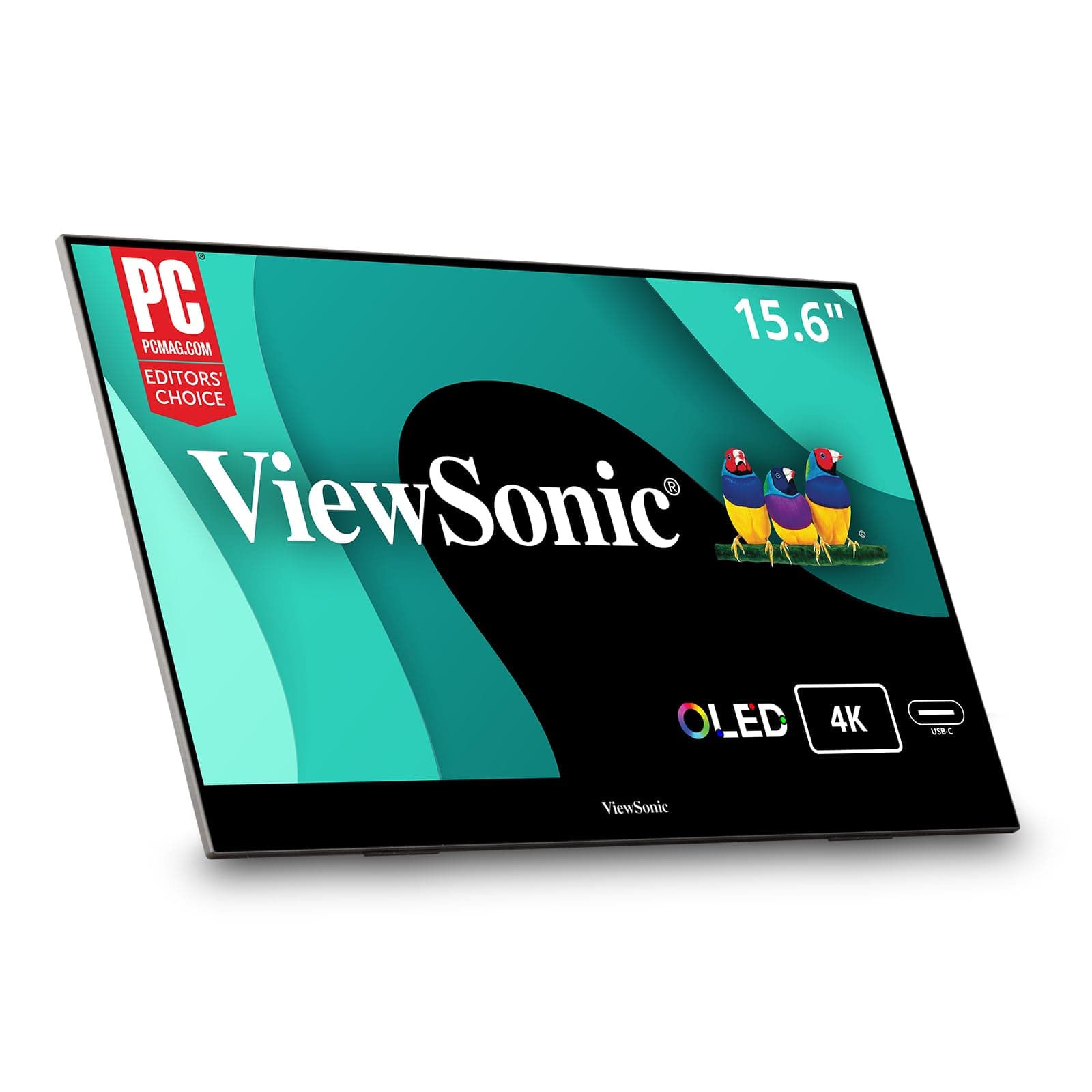 ViewSonic VX1655-4K-OLED 15.6 Inch 4K UHD Portable OLED Monitor with 2 Way Powered 60W USB C, Mini HDMI, Dual Speakers, and Built in Stand with Smart Cover,Black