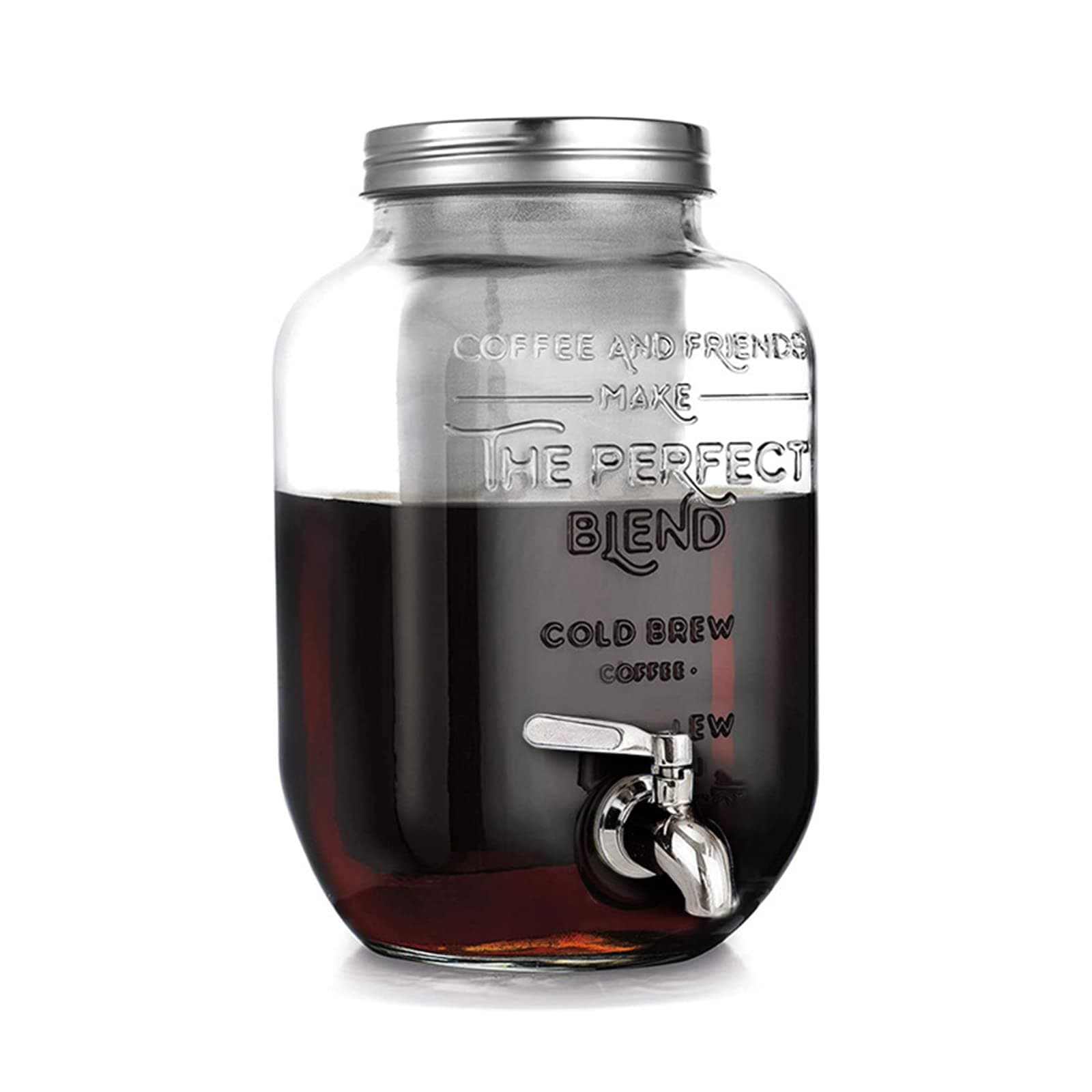 Arabest Cold Brew Coffee Maker, 4L Large Jars Drink Dispenser, Clear Iced Coffee Maker Glass Cold Brew Coffee Pot, Coffee Dispenser, 4L