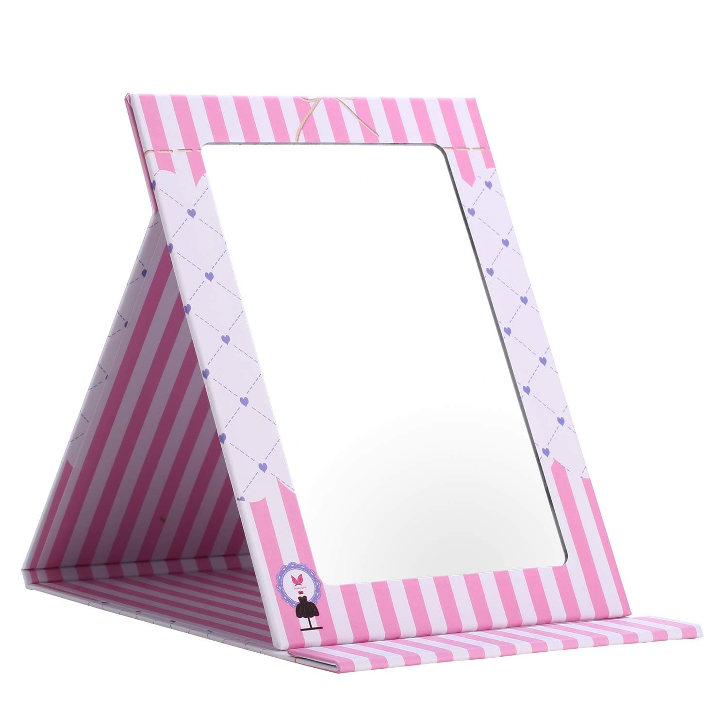 Portable Large Folding Travel Mirror with Stand Expandable Mirror(Pink)