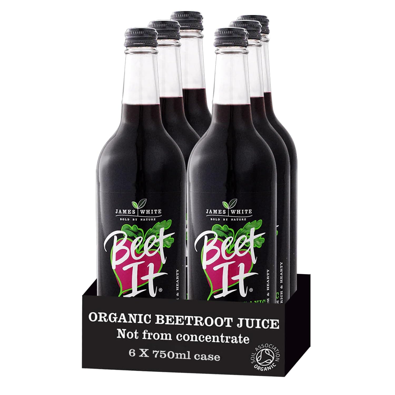 Beet It Organic Beetroot Juice 750ml Bottles - Vegan - Picked and Pressed - No Added Sugar (Pack of 6)