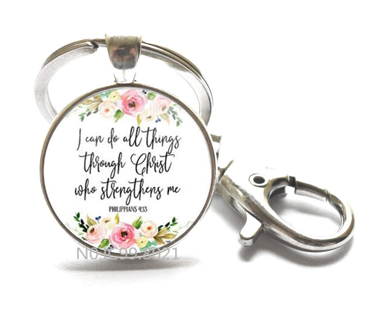 Jephne Philippians 4:13 I can do all things through Christ Bible Verse Keychain Key Ring Jewelry gifts of Christian Inspiration.XT133 (A)