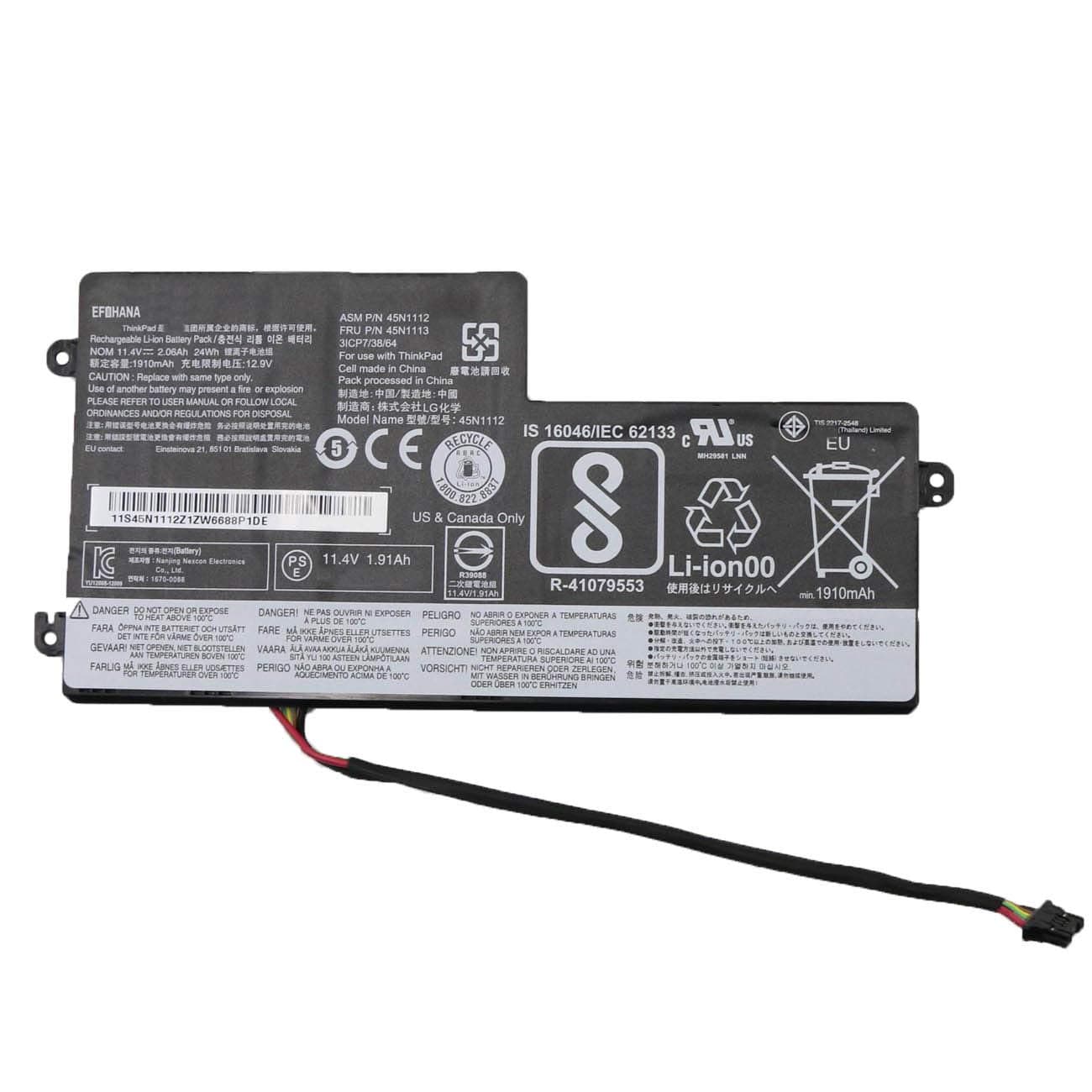 45N1112 Laptop Battery Replacement for Thinkpad T440S T450S T460 L450S L460S X240 X250 X260 X270 Series Notebook 45N1108 45N1109 45N1110 45N1111 45N1112 11.4V 24Wh 2060mAh