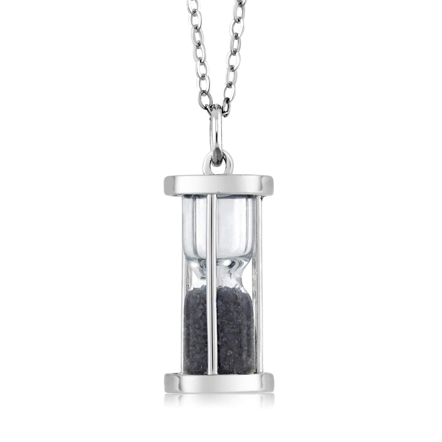 Gem Stone King 3/4 Cttw Diamond and Gemstone Birthstone Dust Hourglass Pendant Necklace For Women In 925 Sterling Silver | With 18 Inch Silver Chain