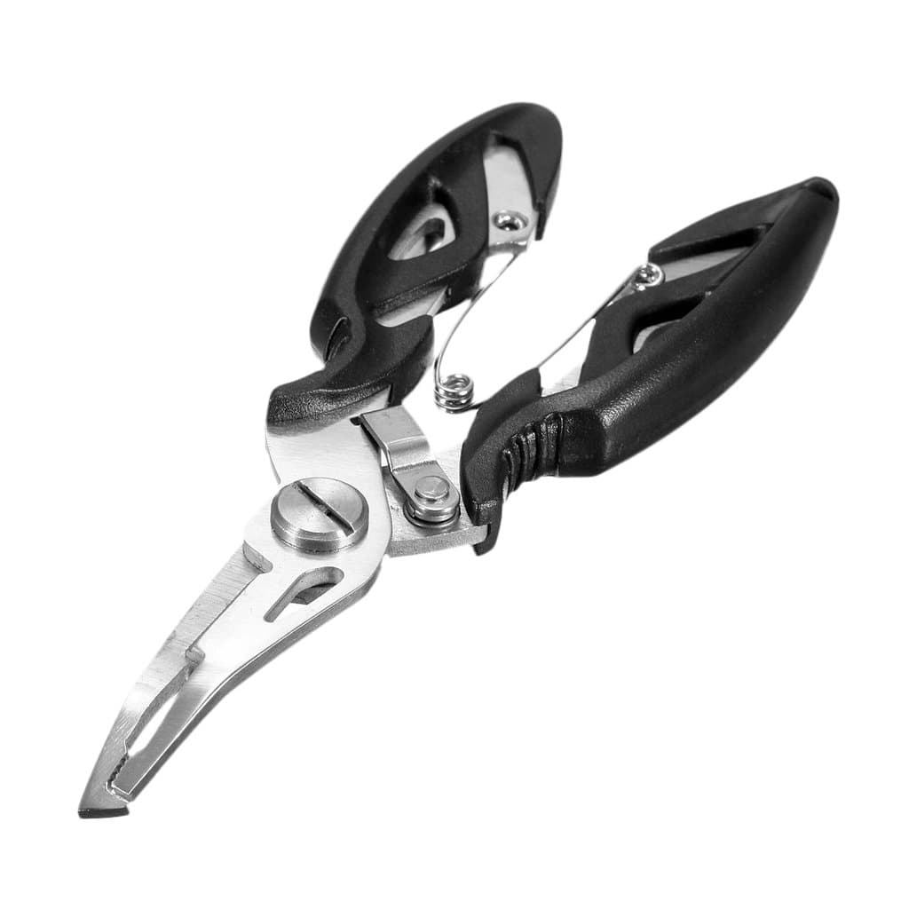 Imported Fishing Plier Scissor Braid Line Lure Cutter Hook Remover Split Ring Tackle, Black & Silver