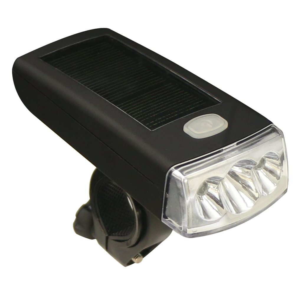 KSWIN Solar Bike Headlight USB Rechargeable 3 LED Lights 4 Modes Mini Size Water-Resistant Easy to Install for Kids Men Women Road Cycling Safety