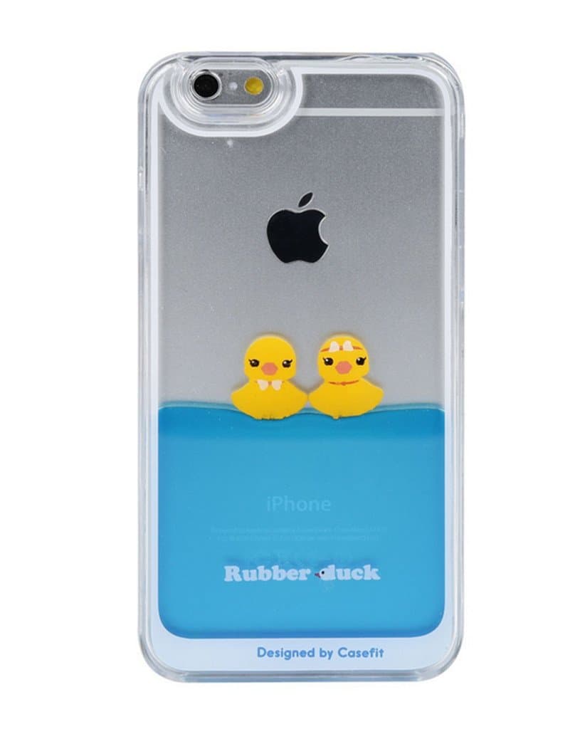 KESGTON For iPhone 6 Case,Floating Rubber Duckies in Blue Water Cute Plastic Hard Clear Cover Hard Case For iPhone 6 4.7 inch(Girls)