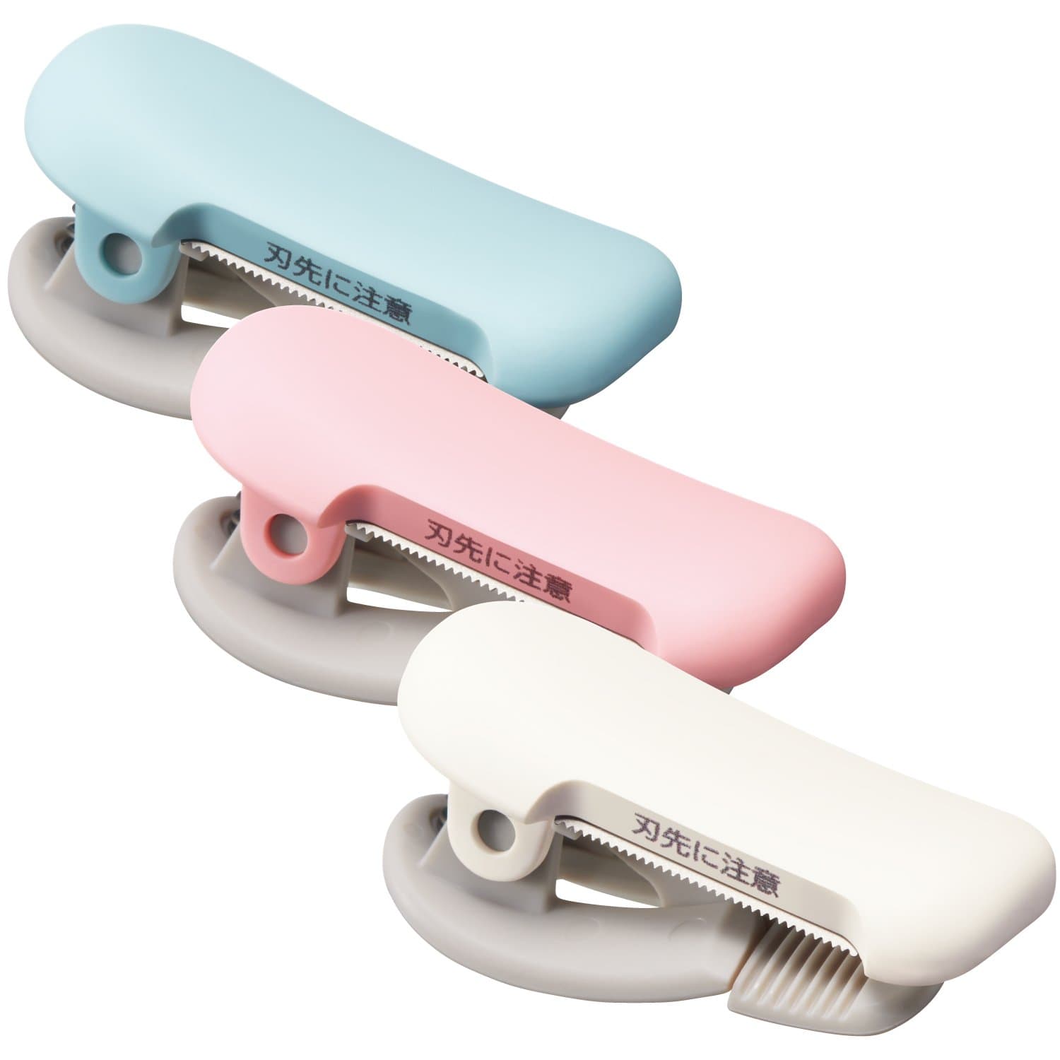 KOKUYO Washi Tape Cutter, Masking Tape Dispenser, Mini Portable Light Cutting, Clip Type, for 10-15mm Wide Tape, 3 Set of Light Blue, Light Pink and White, Japan Import (T-SM400)