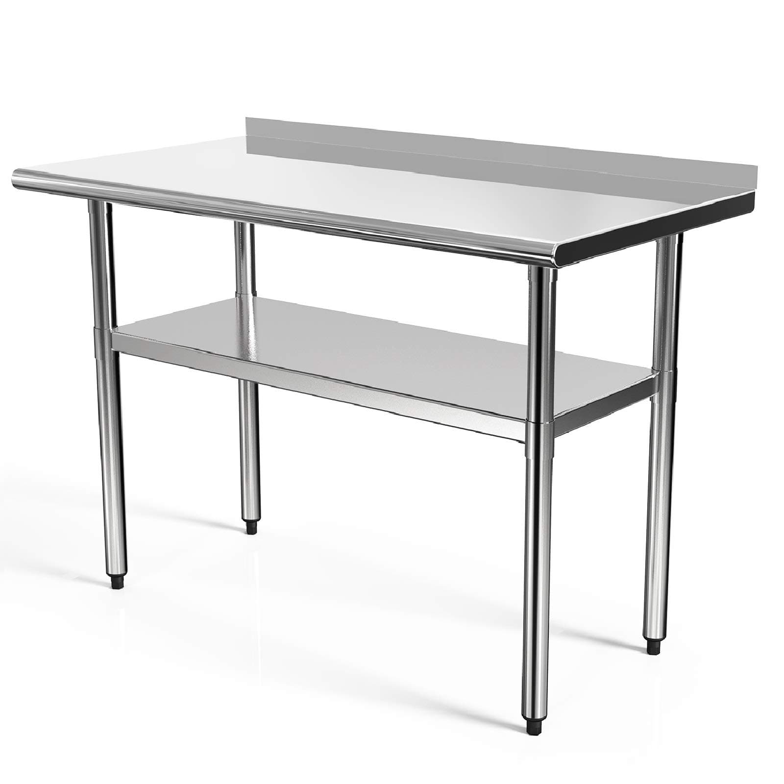 48"x24" Stainless Steel Workbench Industrial Restaurant Food Preparation Work Table, Sandwich Top with Backsplash