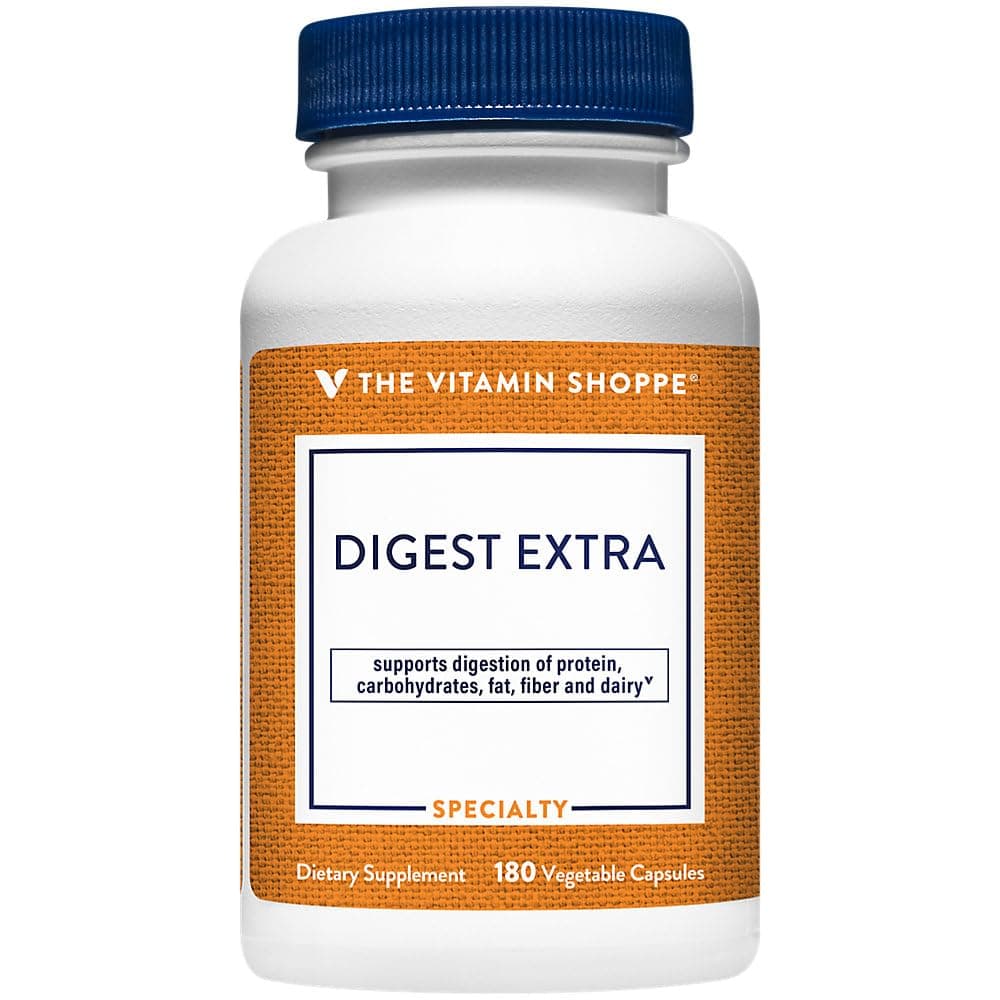 The Vitamin Shoppe Digestive Enzymes - Complete Multi-Enzyme Formula | Protein Fat Carb Digestion | 180 Vegetable Capsules | Plant-Based