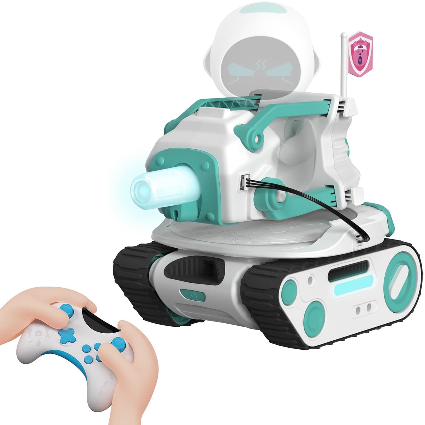 ENERGIZE LAB Panxer RC Battle Tank for Eilik Robots, Crawler Car Toy with LED Lights and 2.4 GHz Remote Control, Gifts for Boys and Girls, Eilik Not Included in This Item