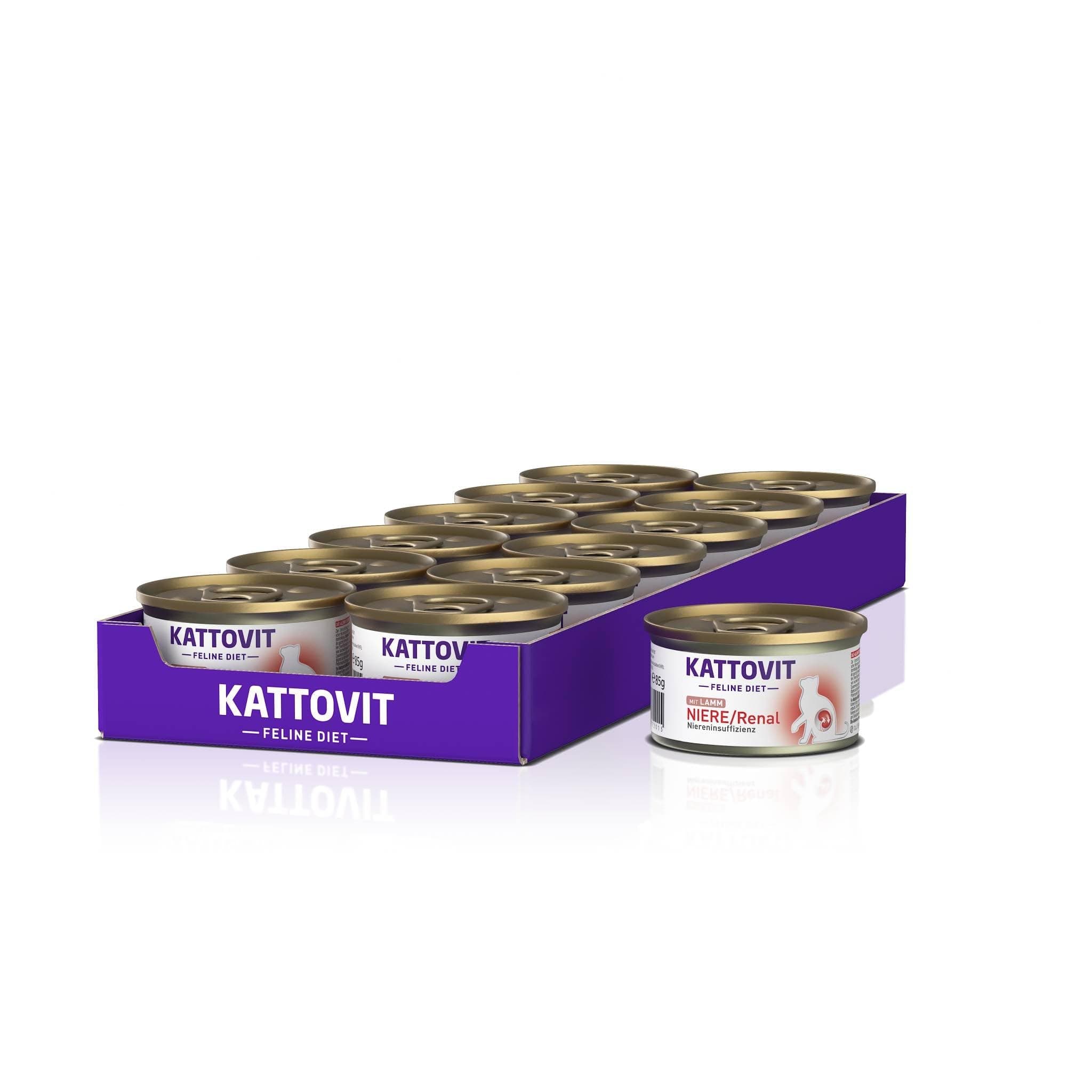 Kattovit Feline Diet Kidney/Renal Lamb, 85 g, Pack of 12