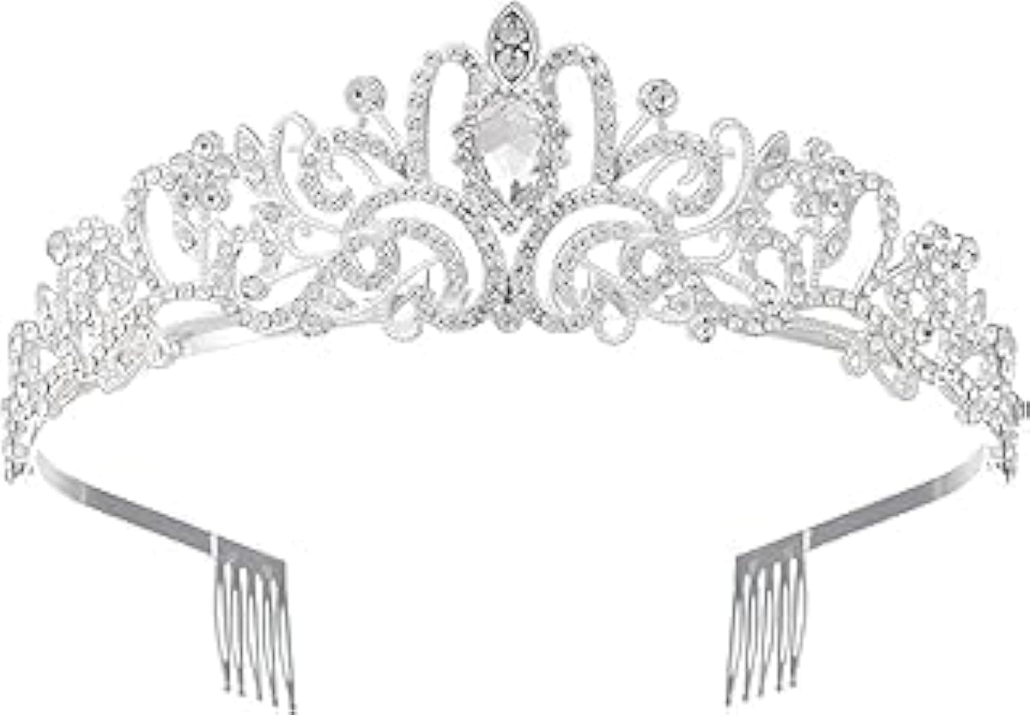 Silver Tiara, Crowns Crystal Headband Princess Rhinestone Crown with Combs Bride Headbands Bridal Wedding Prom Birthday Party Hair Accessories Jewelry for Women Girls