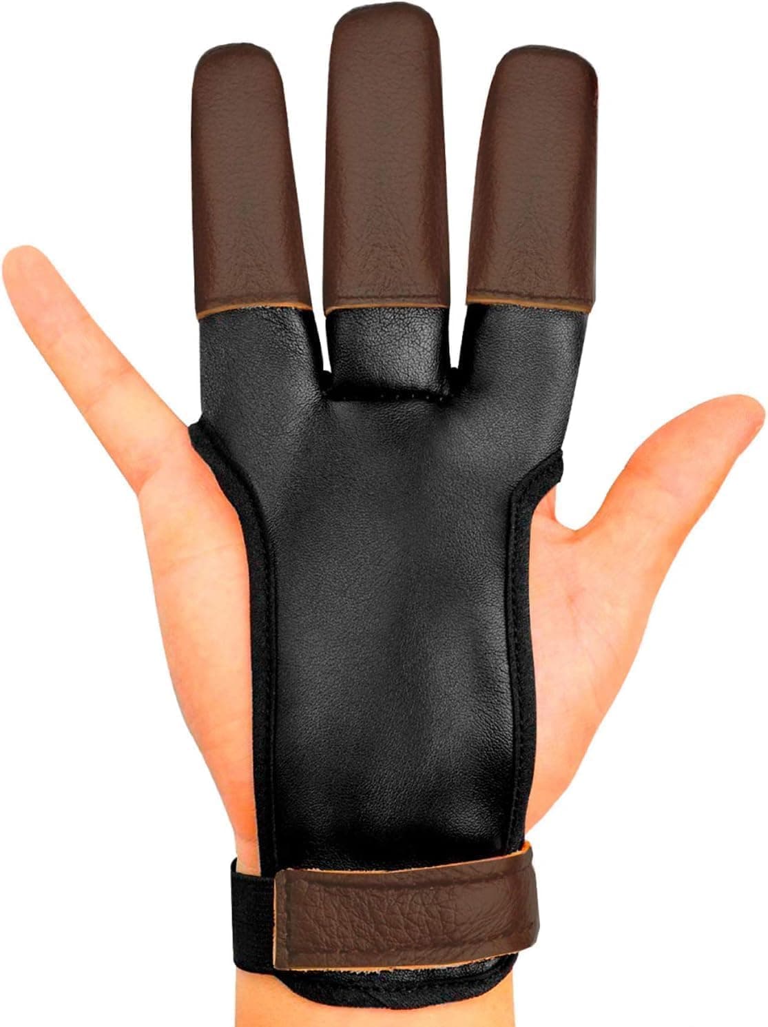 Archery Glove - Three Finger Tab with Durable Leather Finger Protector for Recurve & Longbow Bows - Comfortable Guard for Men, Women, & Youth - Ideal for Archery Hunting & Target Practice