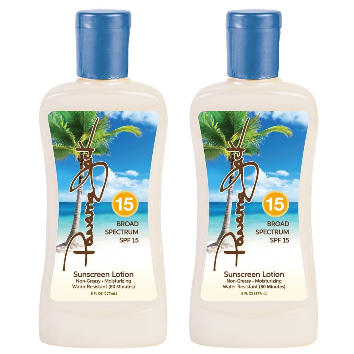 Sunscreen Suntan Lotion - SPF 15, Broad Spectrum UVA/UVB Protection, PABA, Paraben, Gluten & Cruelty Free, 6 FL OZ (Pack of 2)