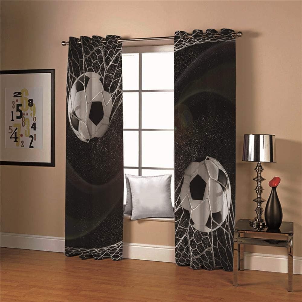 LIGAHUIBlackout Curtains Starry football boy 2x W46x L54 inch Eyelet Thermal Insulated Bedroom Curtain Ring Top Solid Kids Treatments Curtains Living Room for Nursery 2 Panels