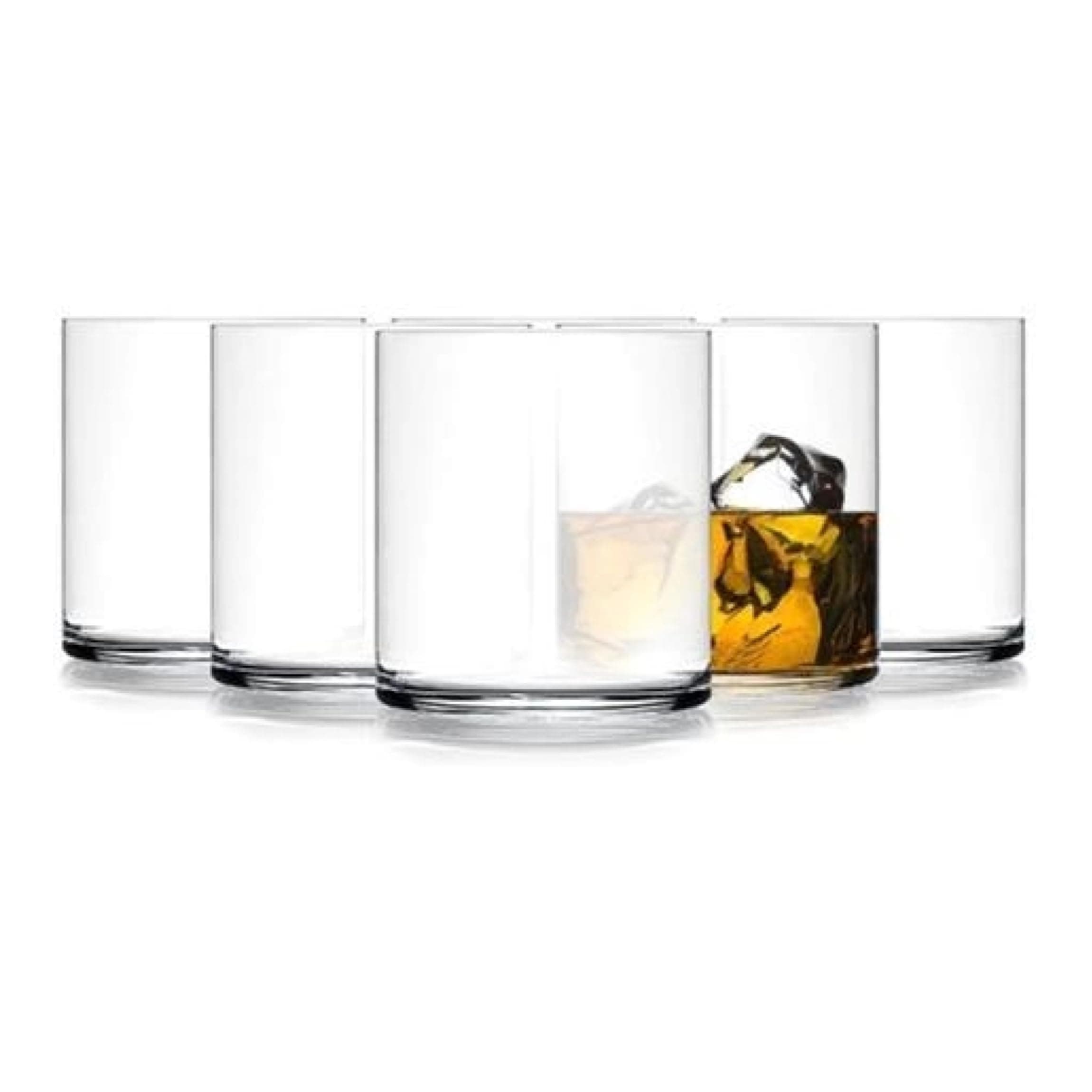 Top Class 12.25 oz Double Old Fashioned Glasses - Set of 6 Elegant Italian-Made Drinkware with Simple Lines Durable Glassware for Whiskey Cocktails, Water, Juice - Great for Gifting