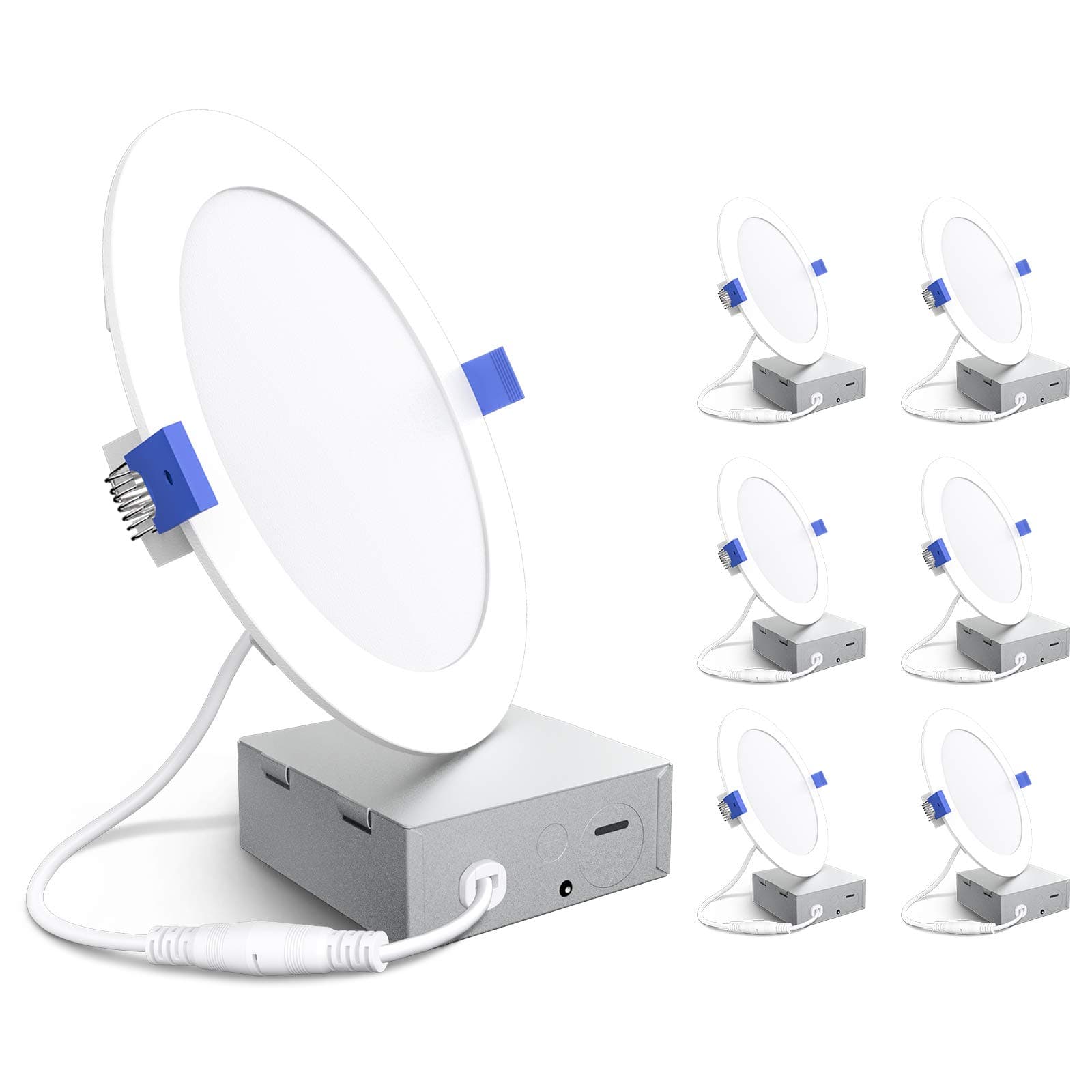 6" Ultra-Thin Led Recessed Lights 4000K Cool Light Dimmable Ceiling Light Downlight with Junction Box 12.5W 850 lm ETL 6 Pack