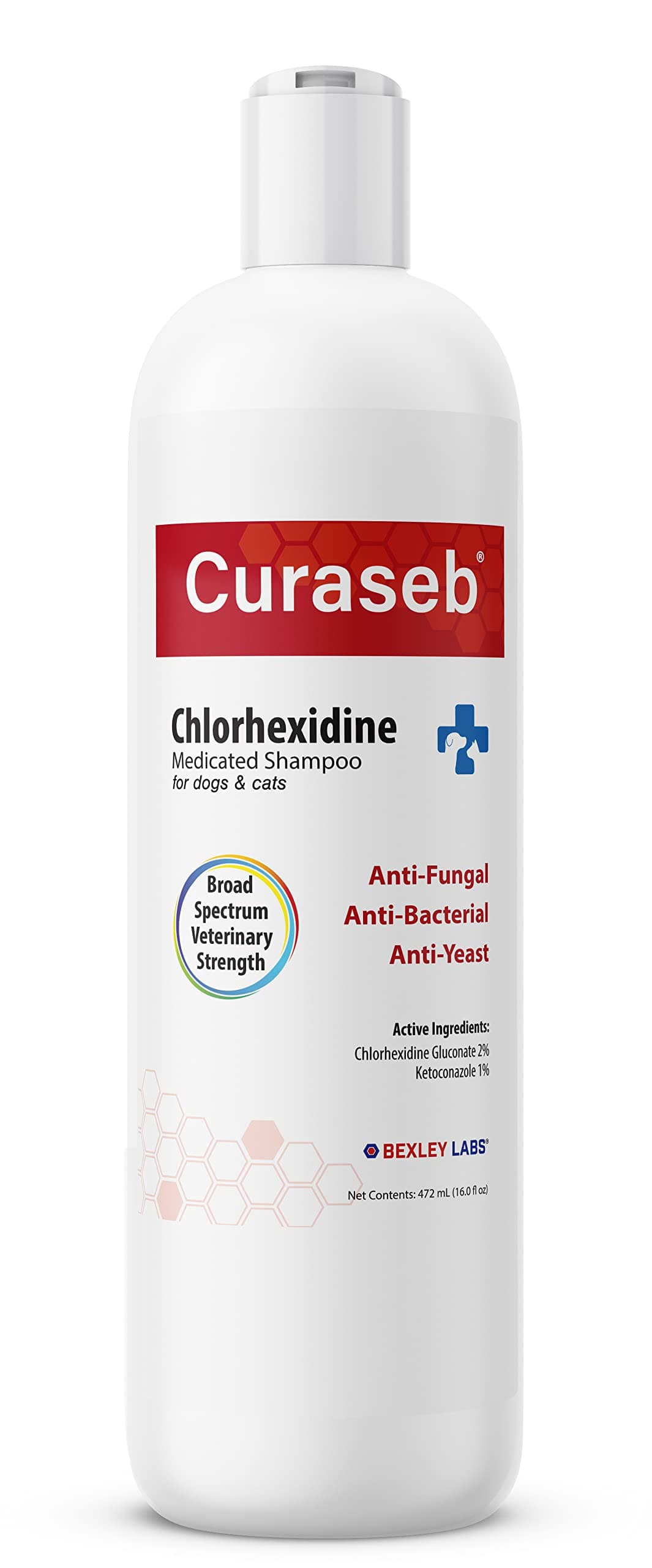 (470ml) - Curaseb Antifungal & Antibacterial Chlorhexidine Shampoo for Dog & Cats - Treats Yeast Infections, Ringworm, Pyoderma & Skin Allergies - Broad Spectrum Veterinary Formula