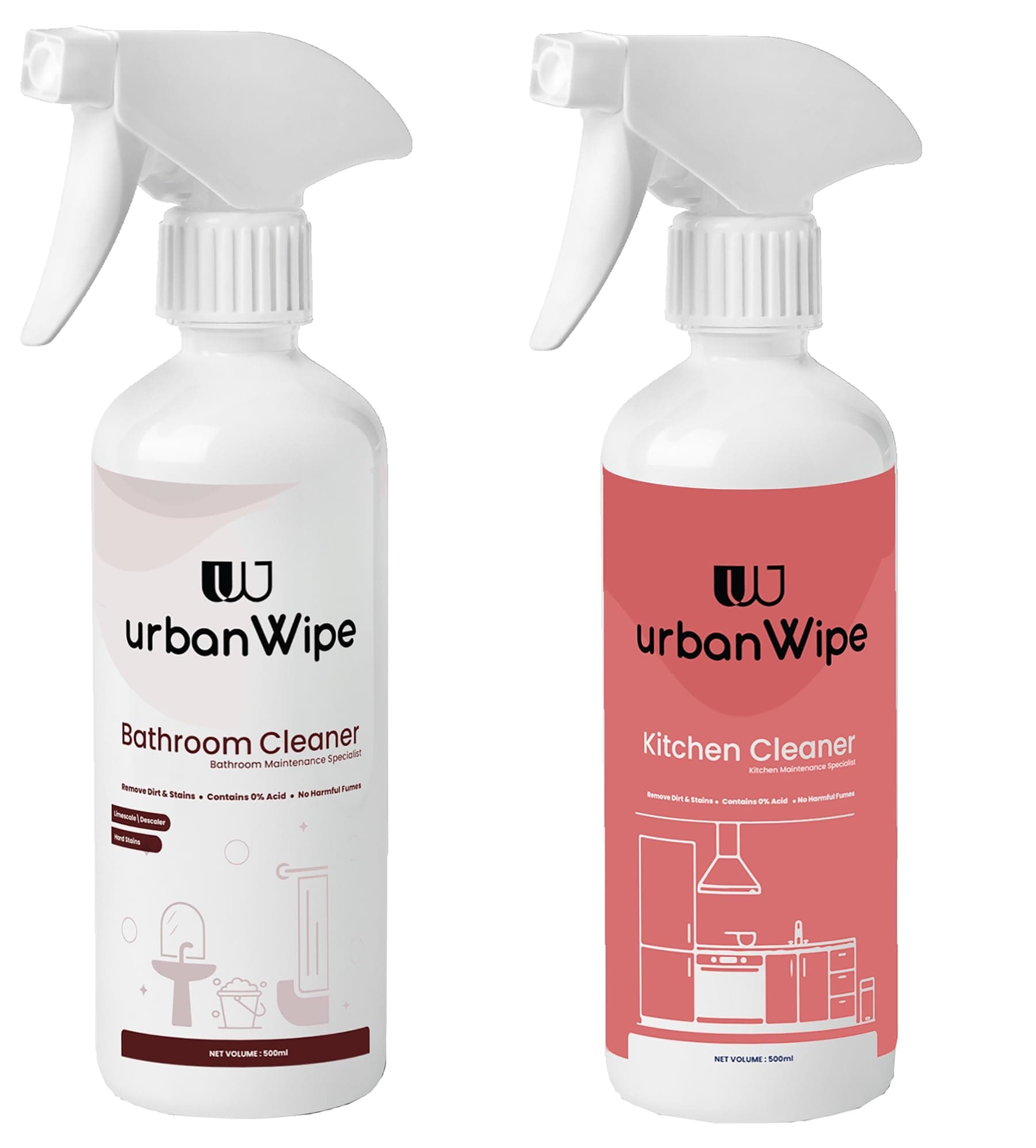 Bathroom & Kitchen Cleaner | Tough Lime Scale Hard Water Stain Remover On Taps, Showers | Ceramic Surfaces | Chimney, Plastic & Aluminium Surfaces_(Each 500Ml)