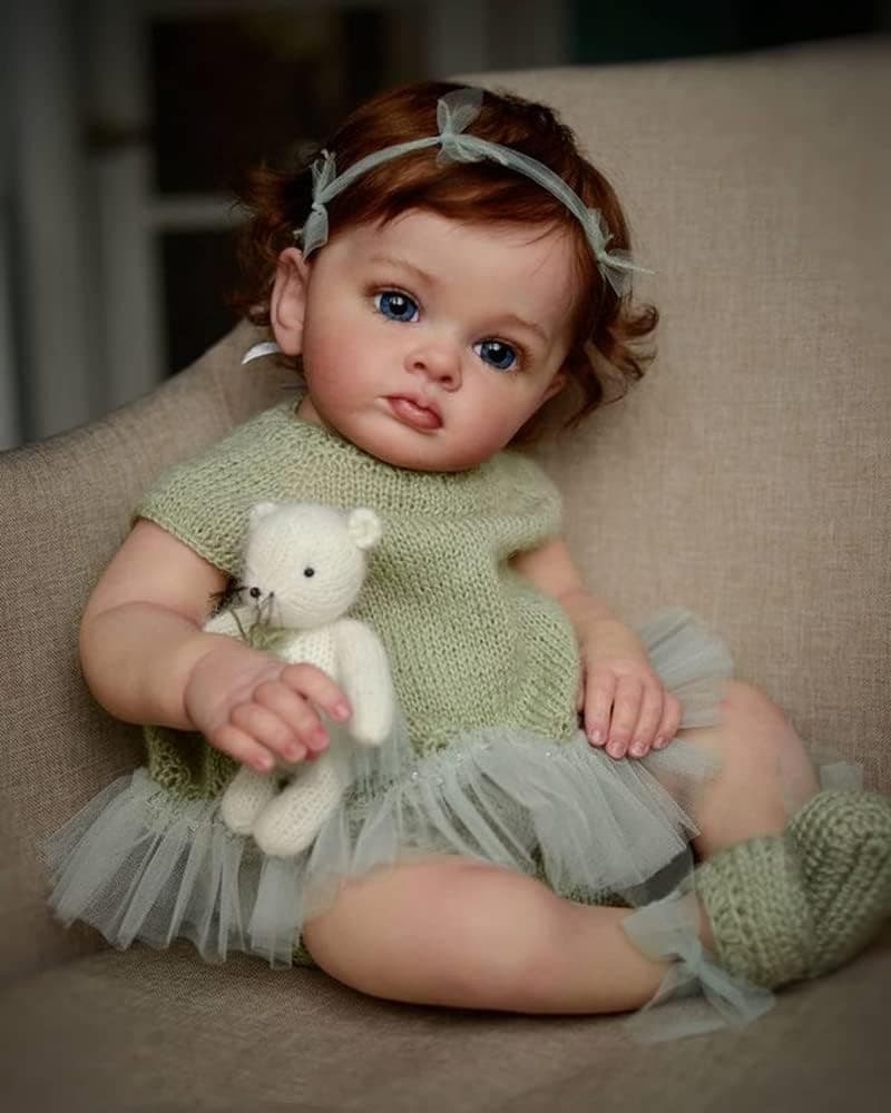 Nano Classic 22" Reborn Baby girl Doll Soft full Silicone Newborn Baby Doll Girl Toy Gift Dolls-Green C