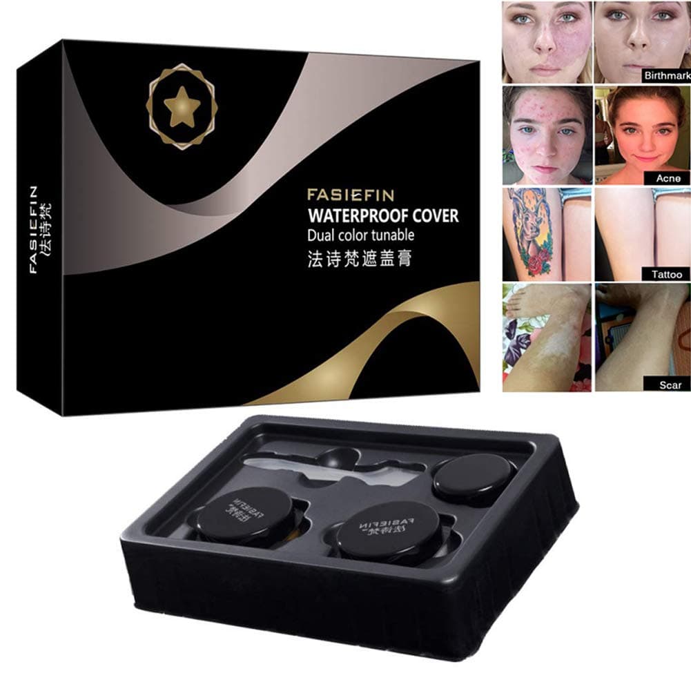 Tattoo Concealer, Professional Waterproof Skin Tone Scar Concealer Hiding Spots Birthmarks Makeup Cover Up Camouflage Cream Set