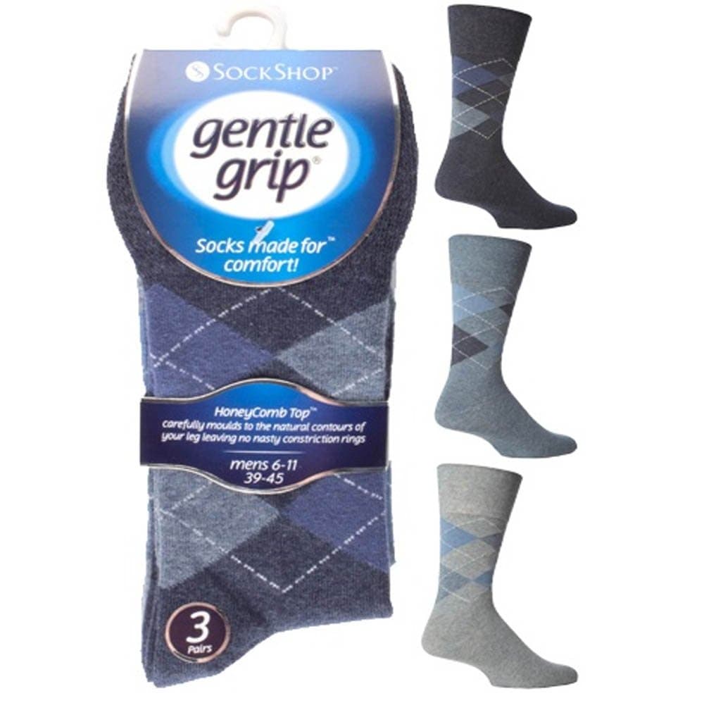 Drew Brady3 Pack Mens Gentle Grip Non-Elastic Ankle Socks 6-11