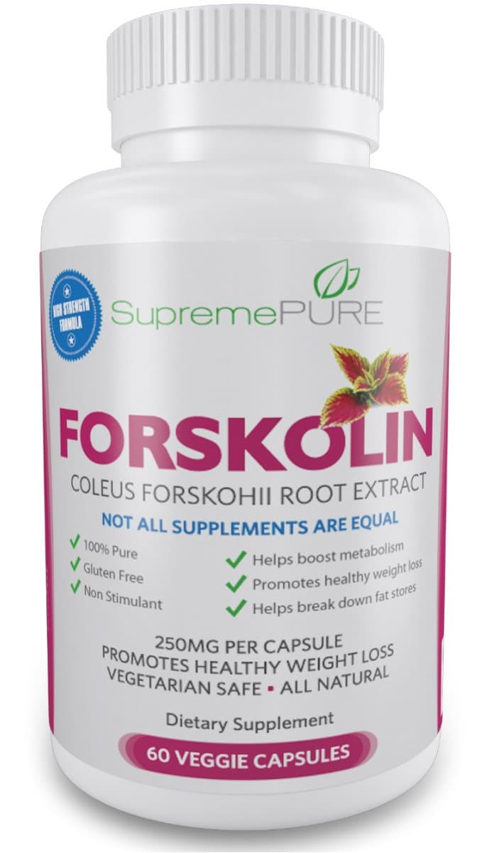 Premium Pure Forskolin Extract 250 Mg Standardized to 20% - Recommended Dietary Formula for Natural Fat Loss ★ Active Coleus Forskohlii Root Is a High Potency Slimming Supplement - Appetite Suppressant - Carb Blocker and Rapid Fat Burner - Giving You a Boost in Energy Levels ★ Best Weight Loss Supplements for Men and Women - Organic & Vegetarian Friendly - GMP Certified Made In the USA - Backed By the Famous Supreme Pure 100% Lifetime Satisfaction Guarantee! Lose Weight or Your Money Back!