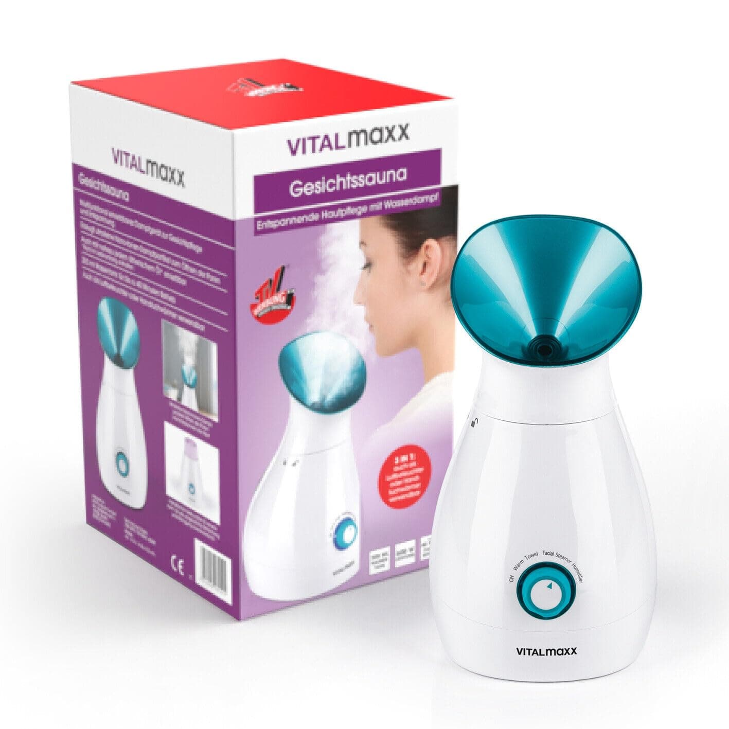 VITALMAXX Facial Sauna 3-in-1 | Wellness Face Steamer, Inhaler & Towel Warmer in One | Professional Facial Steamer with UV Steam Sterilization, Aroma Diffuser Tray, Odor Free & Noise Less Operation