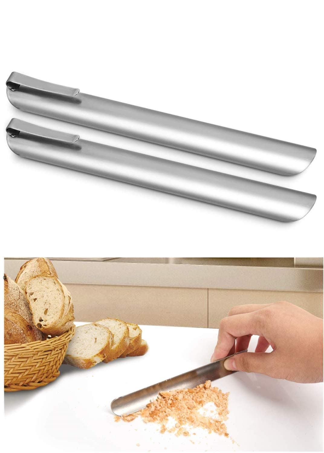 Crumb Sweeper-Waitstaff Christmas Special Tools,Profession Crumb Sweepers Tablecloths in Restaurants and Homes,Stainless Steel Crumb Scraper(2 Pack)