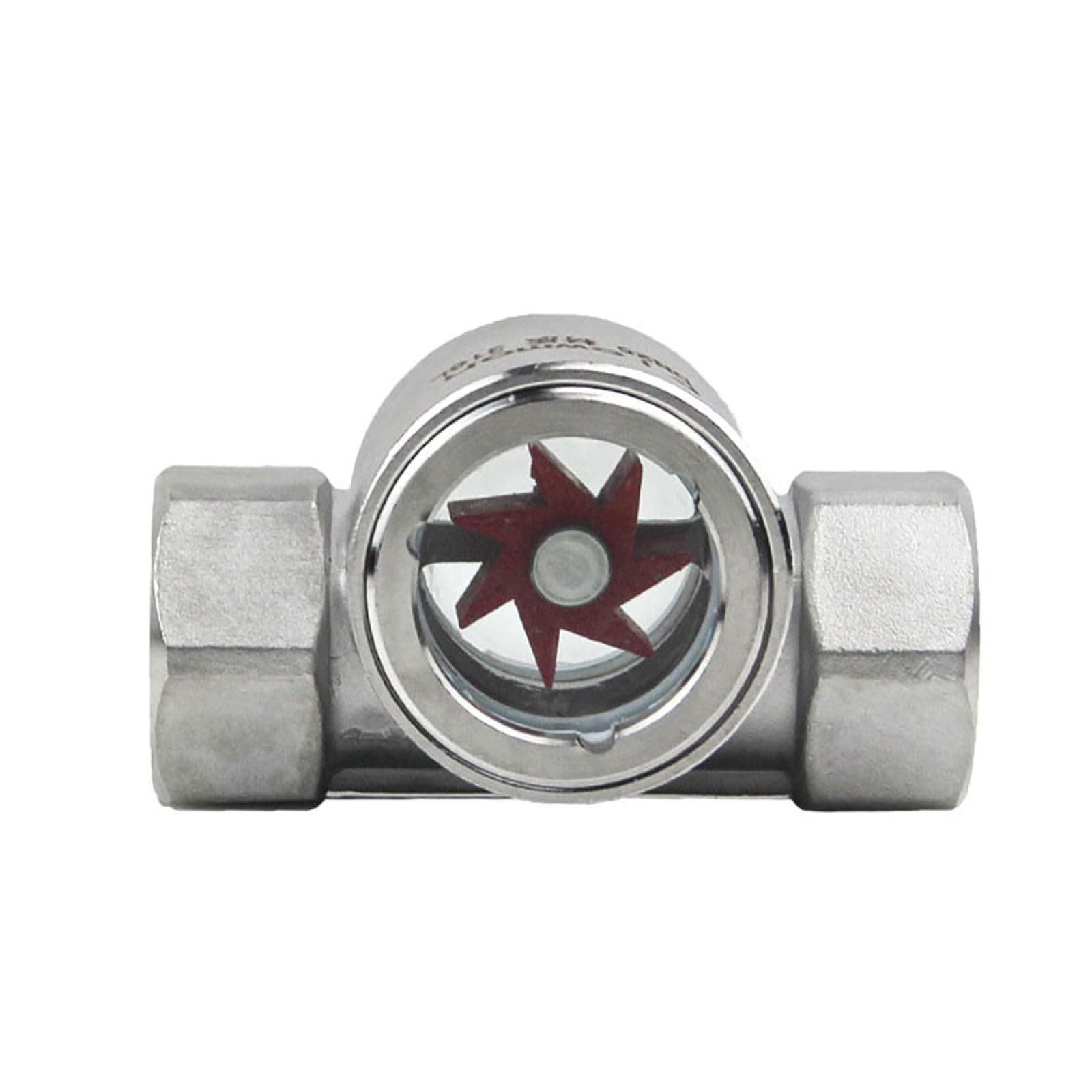 Water Flow Indicator, 1/2" / 3/4" BSP Female Thread Window Sight Glass Flow Indicator with Impeller Visual Water Flow Meter Indicator (3/4")