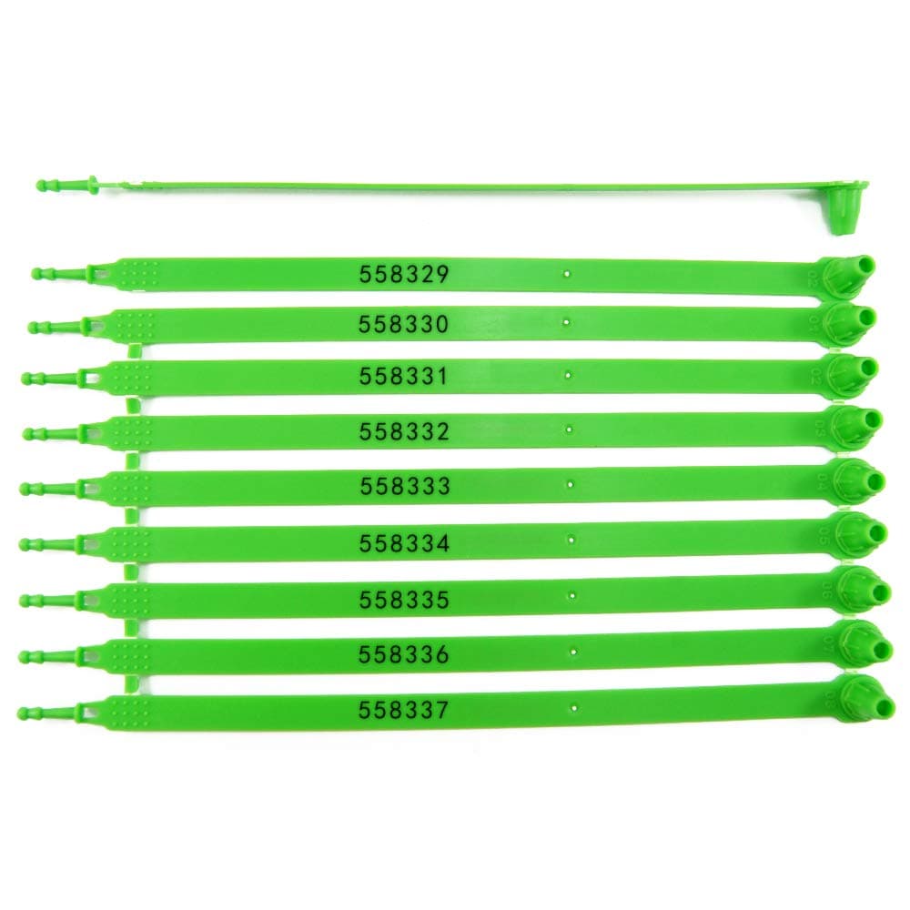 Leadseals(R) 100 PCS Green Tite-Lock Plastic Tractor Truck Door Seal Tamper Evident Security Tags Numbered Safty Disposable Locks for Trailer Logistics Shipping Transport