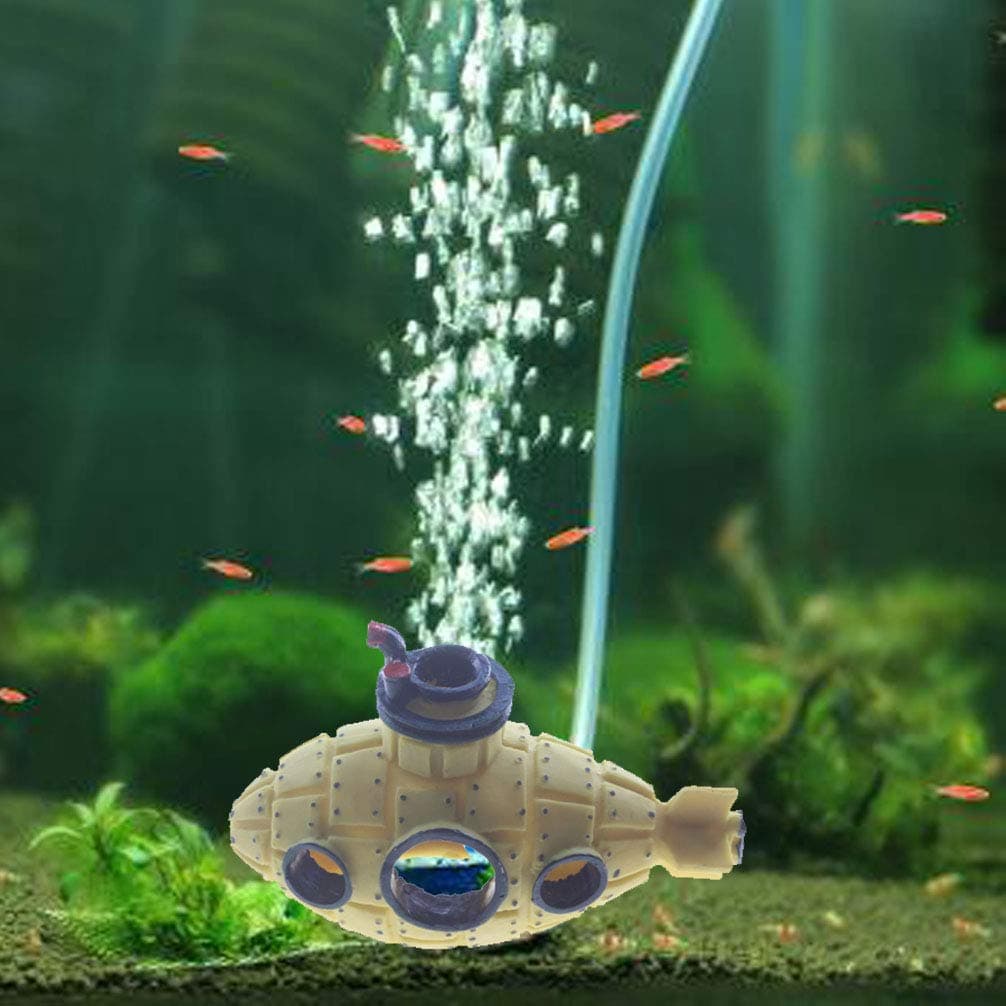 emours Submarine Unique Aquarium Air Bubbler Fish Tank Decorations Hideout