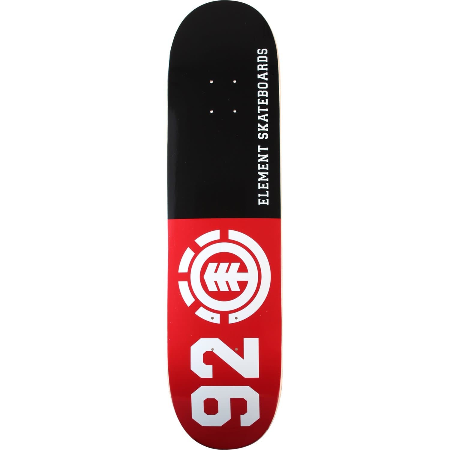 ElementSkateboards 92 Classic Skateboard Deck -8.0 Black/Red/White Deck ONLY - (Bundled with Free 1'' Hardware Set)