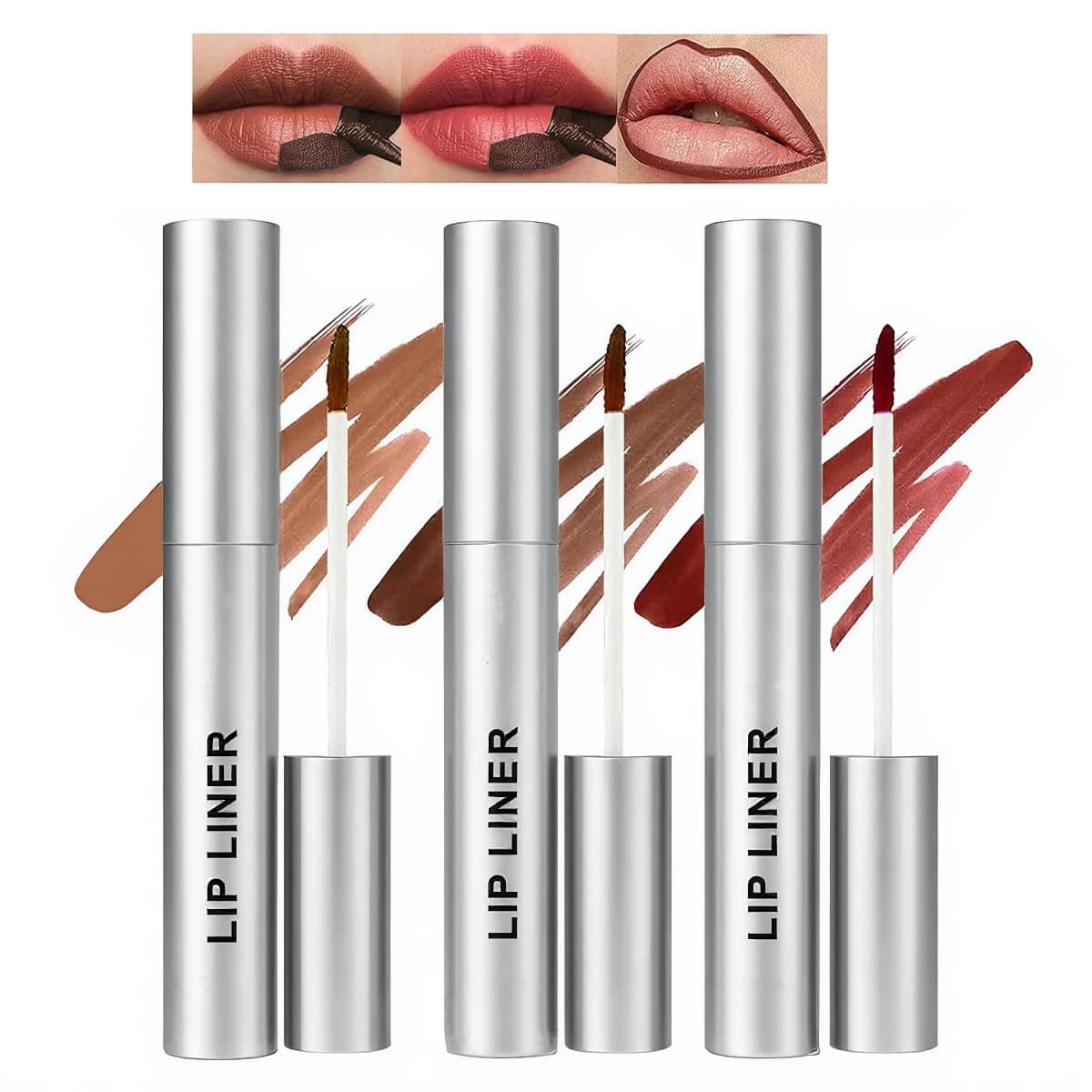 3Pcs Removable Lip Liner Set,Pencil-Peel Off Lip Liner Tattoo,Long Lasting Peel Off Lip Stain Matte Waterproof Lip Pencil for Womem